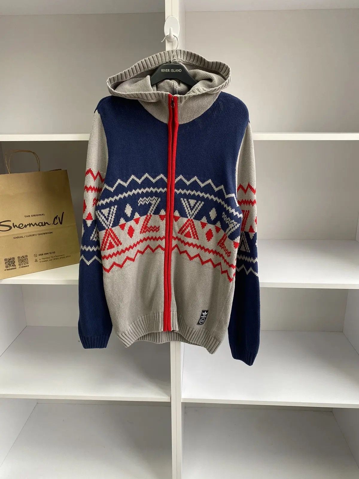 Adidas × Vintage Vintage Adidas Originals Knitted Zip Hoodie Size US L / EU 52-54 / 3 - 2 Thumbnail