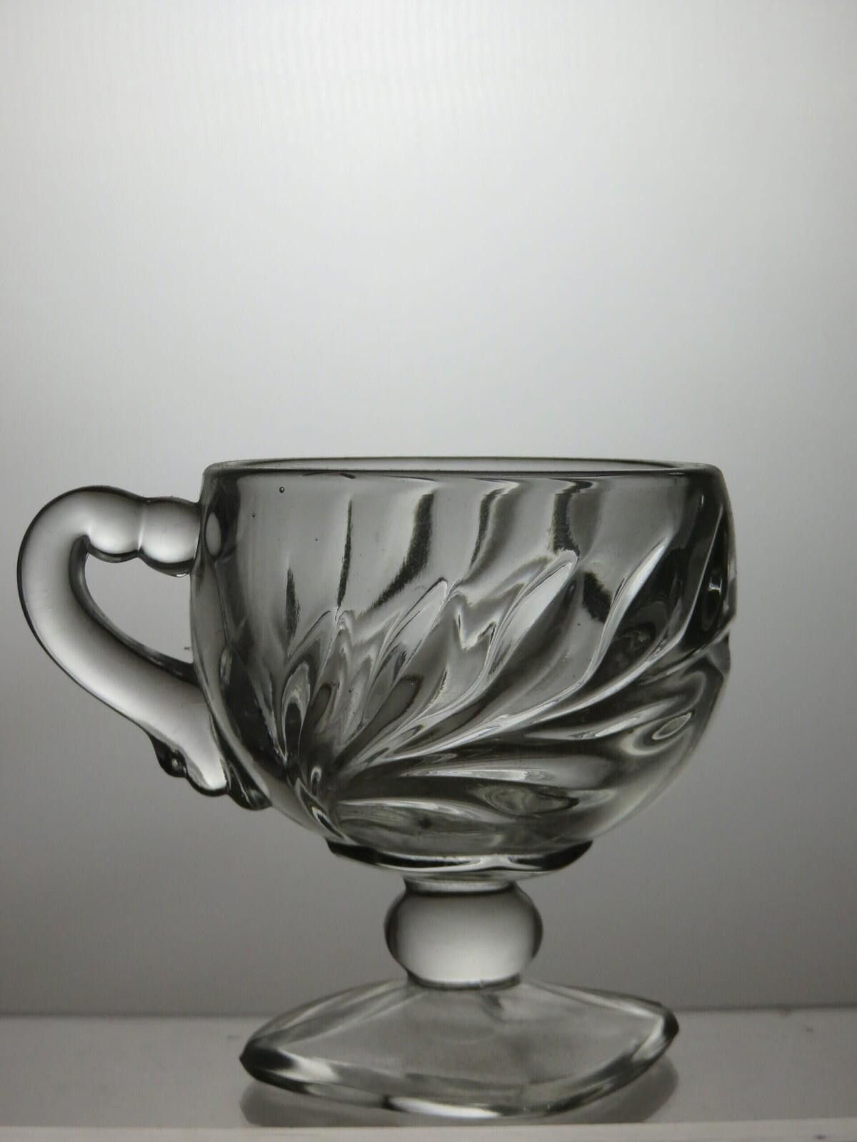 The Unbranded Brand Pressed Glass Set of 6 Tea Cups with Handle 3 1/4" Size ONE SIZE - 4 Thumbnail