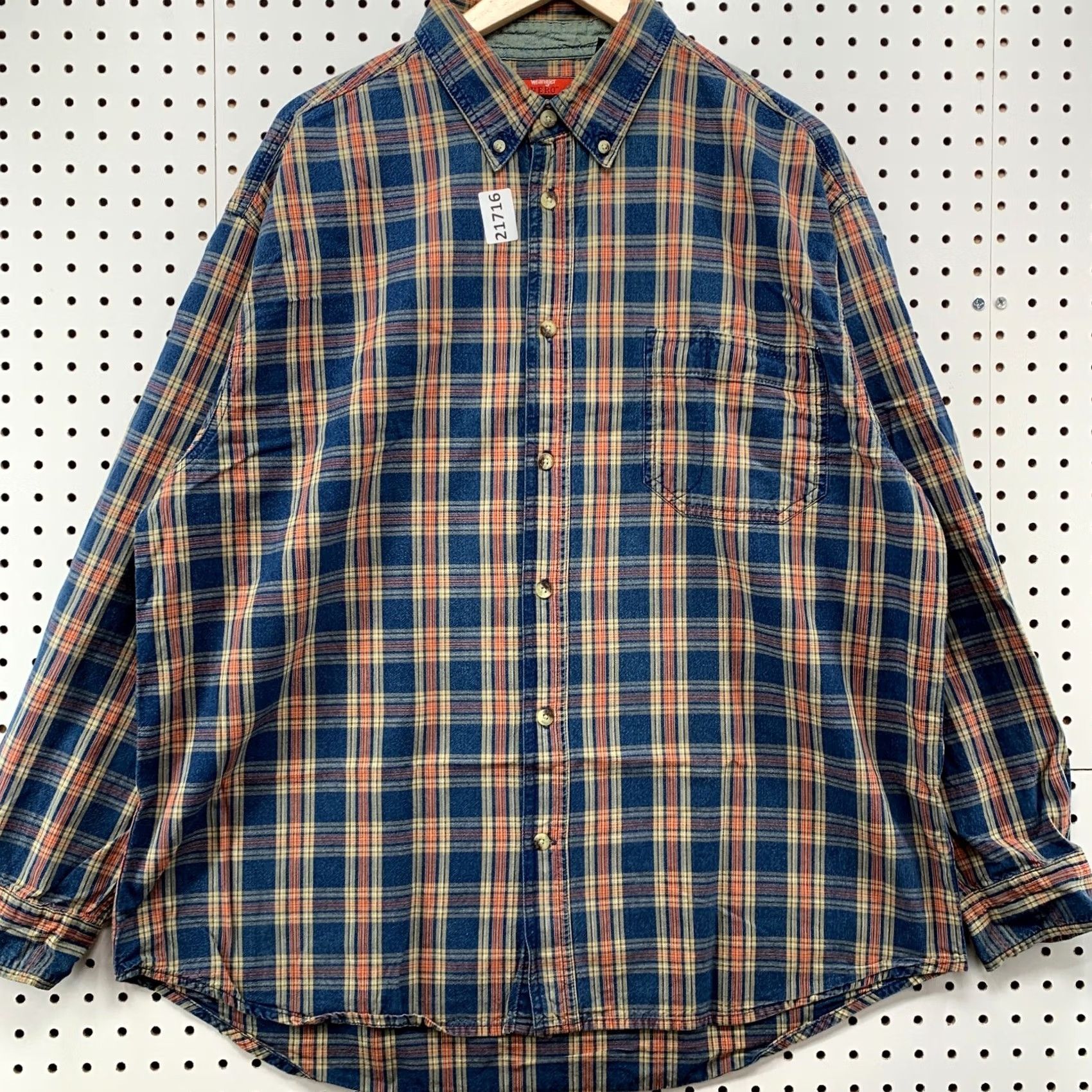 Wrangler Wrangler Hero Button Down Shirt Plaid Long Sleeve Mens XL Blue Red 26x31 Size US XL / EU 56 / 4 - 7 Thumbnail