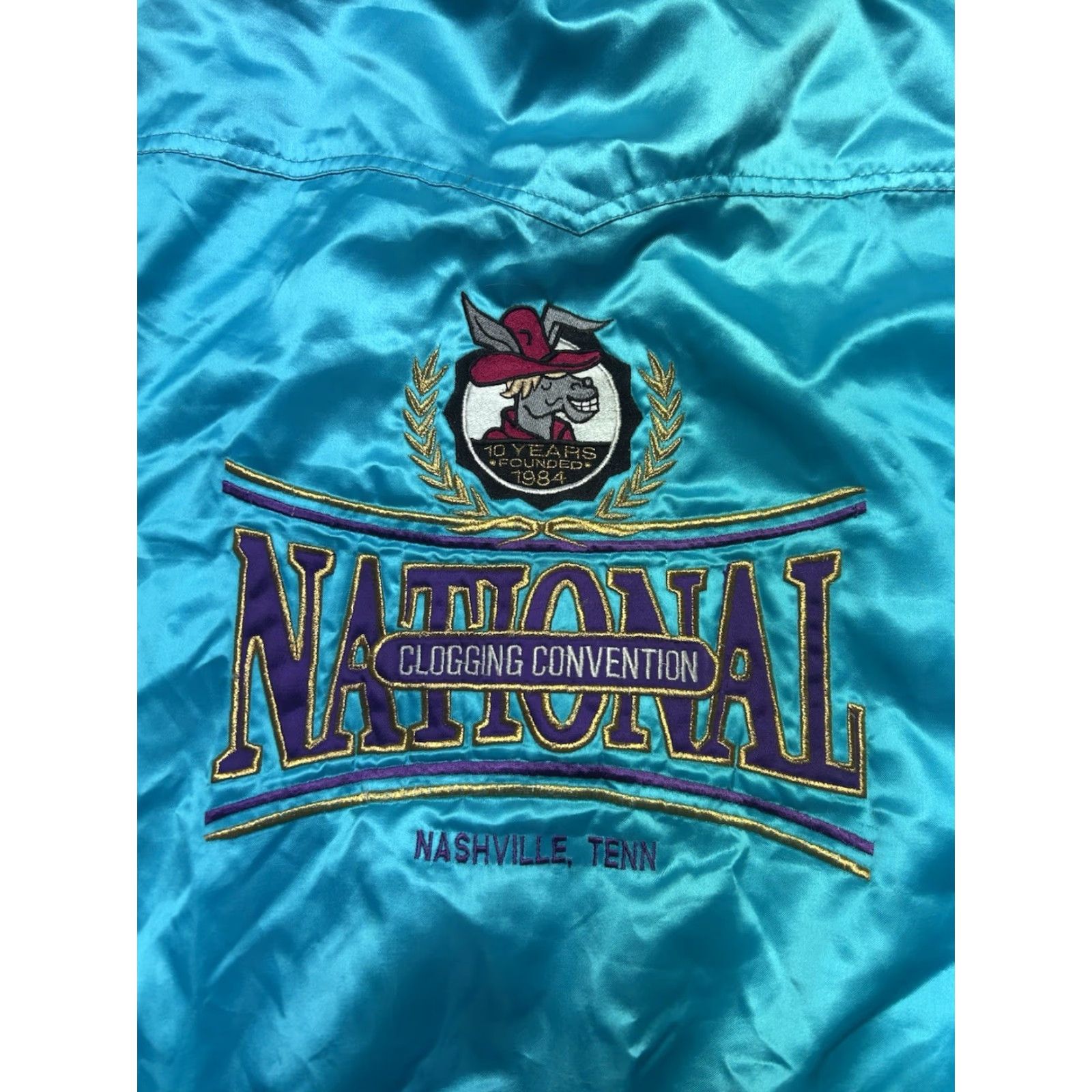 Vintage VINTAGE Satin Bomber Jacket National Clogging Convention Clog Dance Bluegrass XL Size US XL / EU 56 / 4 - 2 Thumbnail