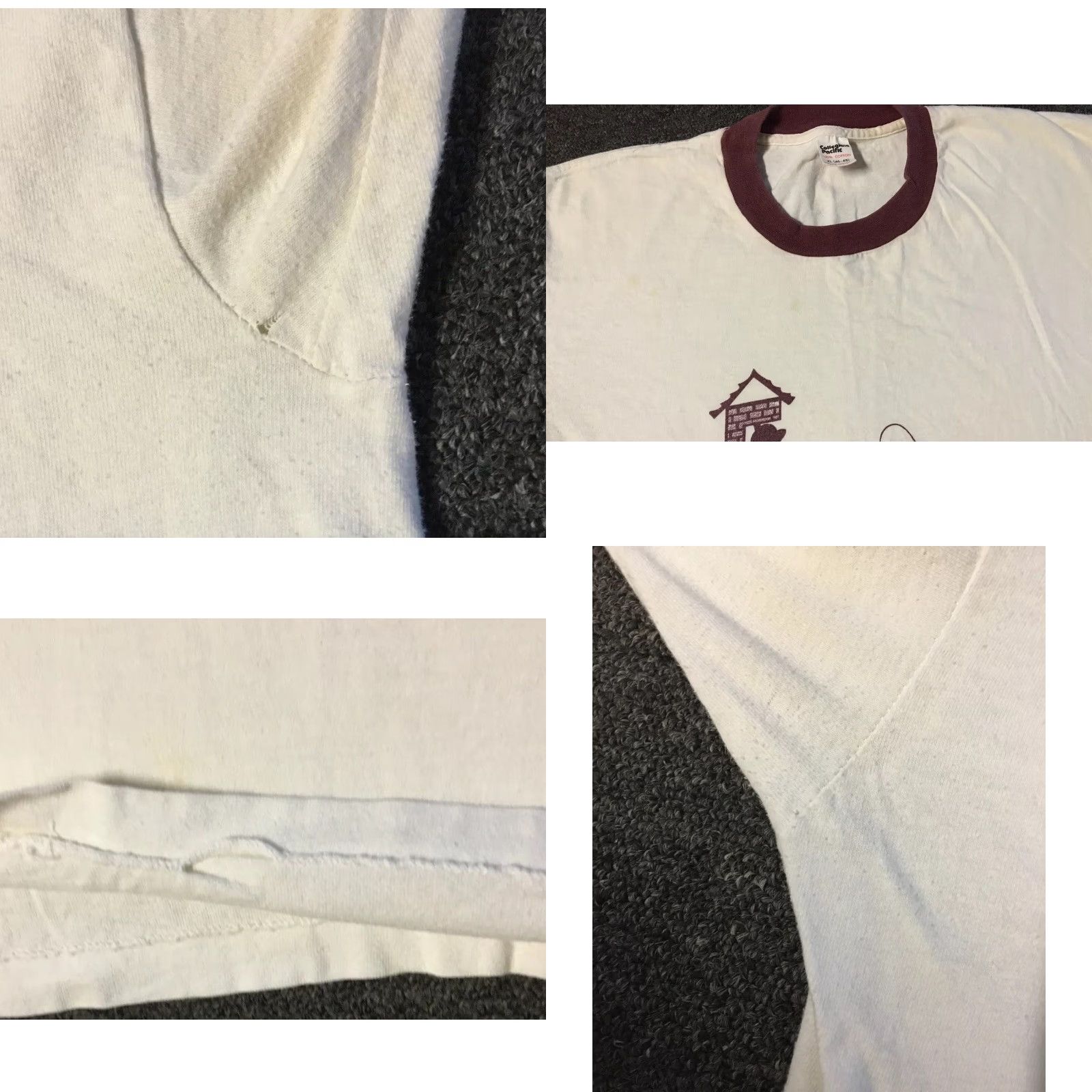 Vintage VINTAGE Single Stitch Shirt L White Sun 80s 90s College Grunge Surf Track Football USA University University Mens T-Shirt Size US L / EU 52-54 / 3 - 9 Thumbnail