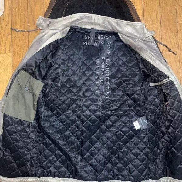 Gray Hooded Long Leather Jacket/, Men's (Size S) — image 5 of 6