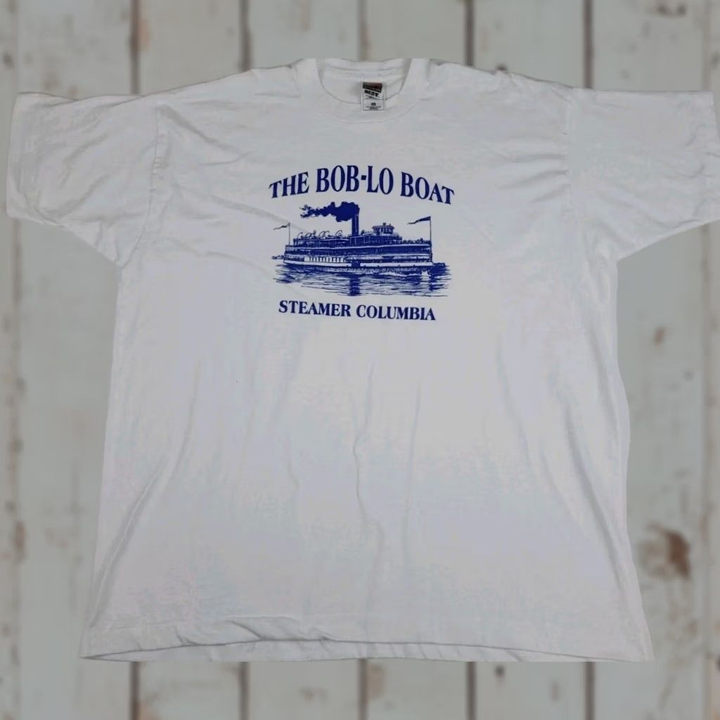 Fruit Of The Loom VINTAGE 90s The Bob Lo Boat Steamer Columbia T Shirt Fruit of the Loom Mens XXL White 90s Size US XXL / EU 58 / 5 - 1 Thumbnail