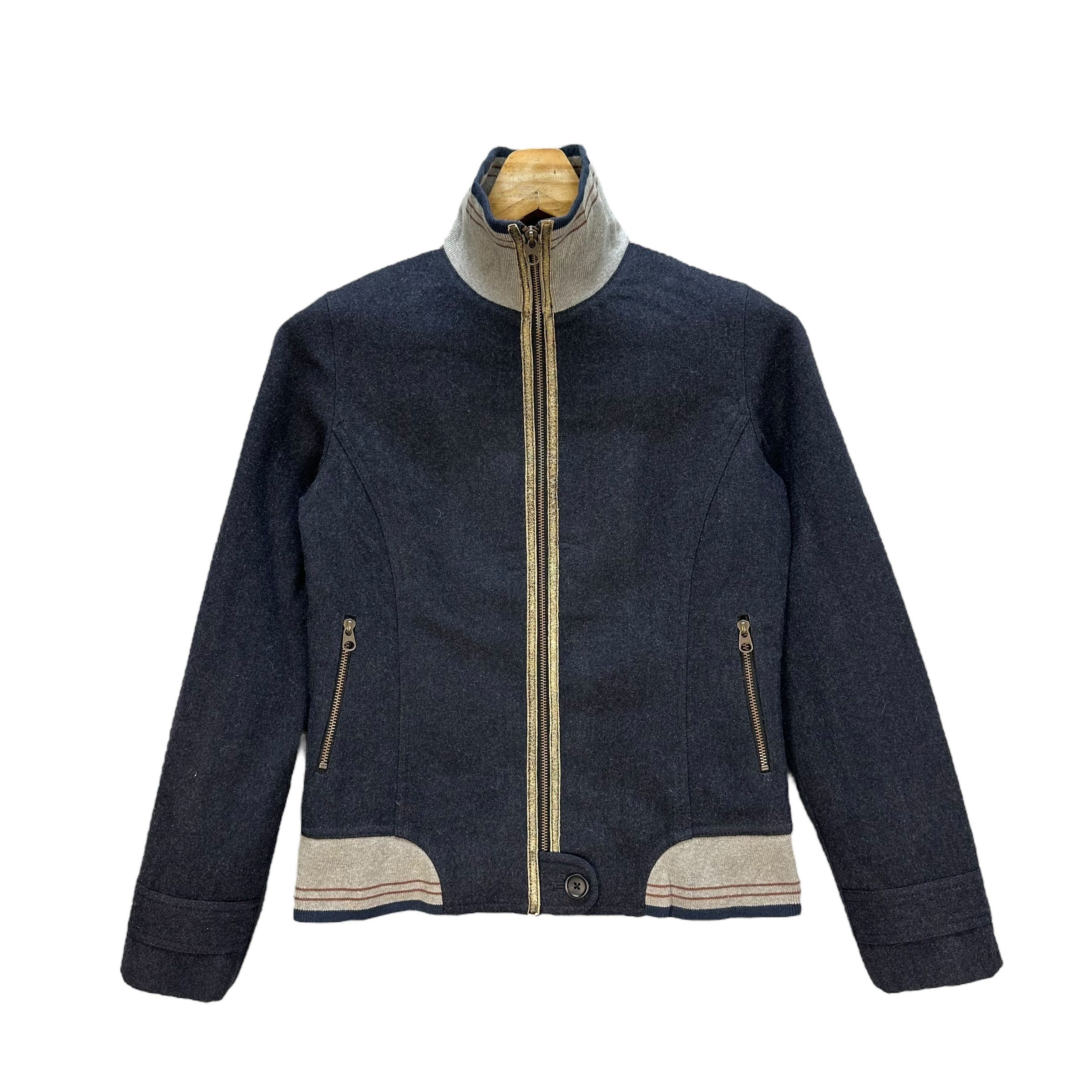 ARTI CHAUT Leather Part Turtle Neck Wool Jacket #A21-0492