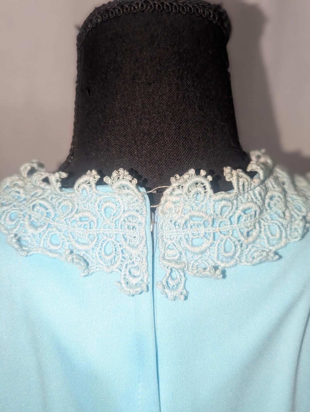 Handmade VTG Light Blue 60s Coquette Sheer Sleeved Maxi Prairie Dress Size L / US 10 / IT 46 - 8 Thumbnail