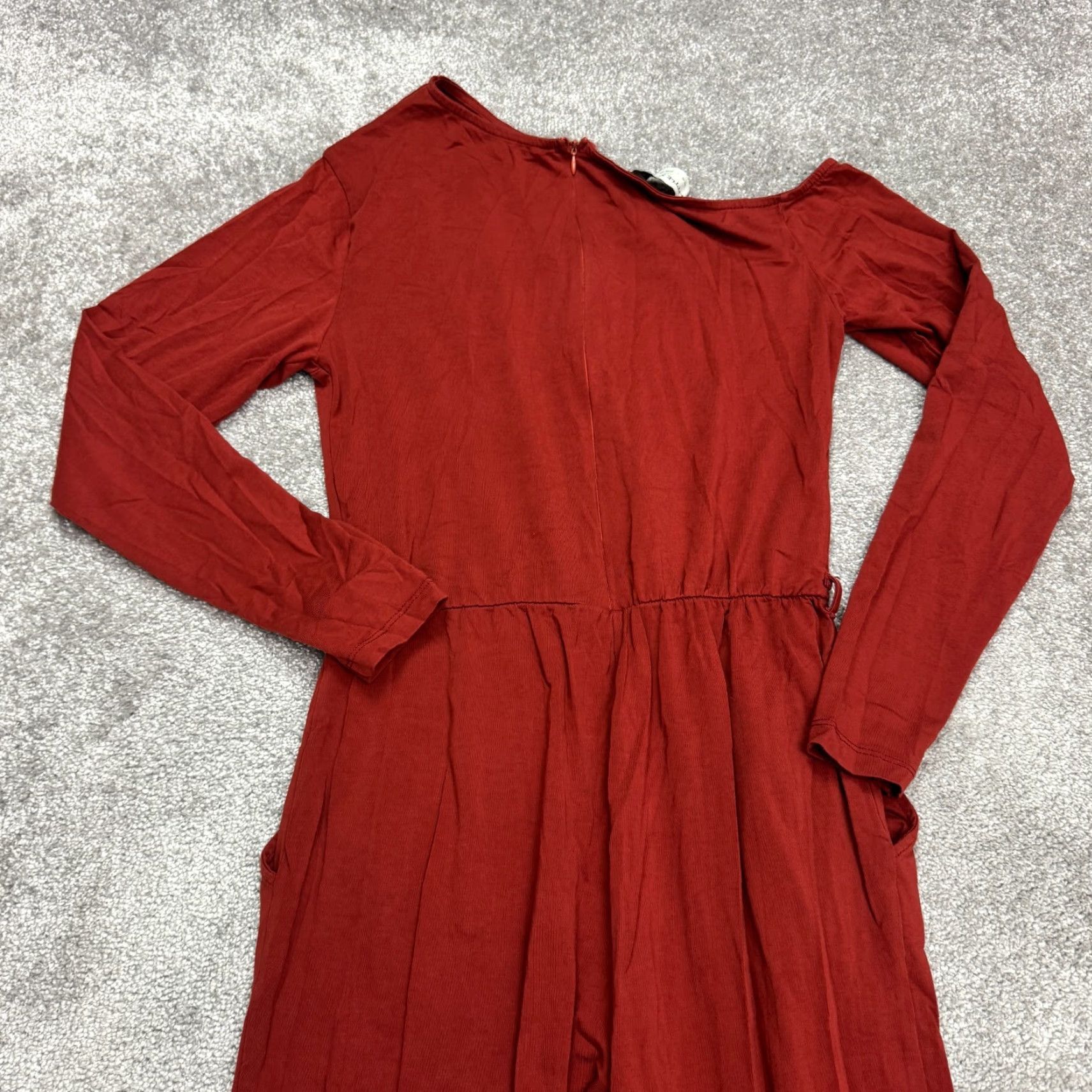 Vintage Little Mistress Jumpsuit Women 6 Red Long Sleeves Asymmetric Neck Pocket Stretch Casual Travel Classic Womens Size M / US 6-8 / IT 42-44 - 3 Thumbnail