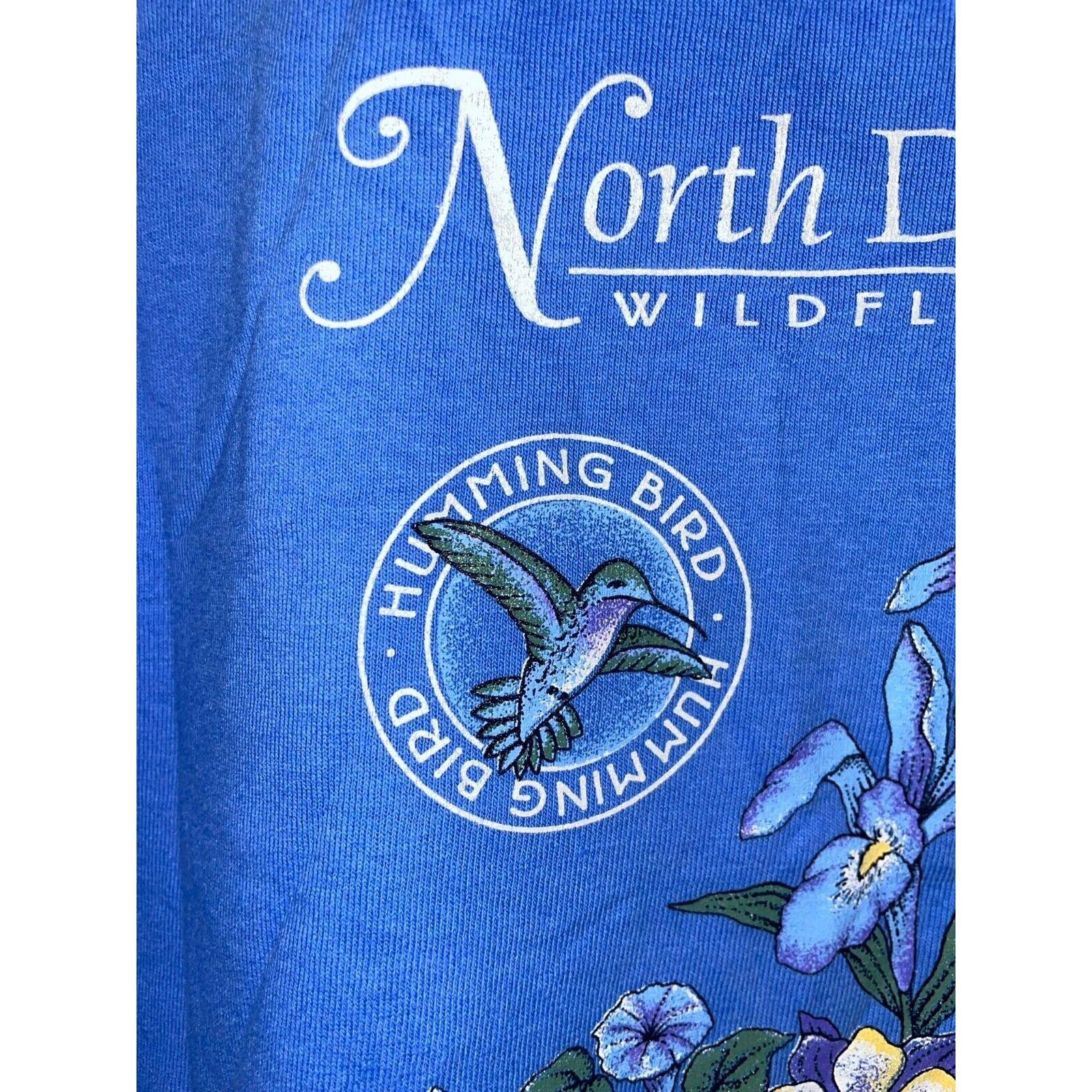 Anvil Vintage North Dakota Shirt Wildflower Flower Blue Tee 90s L Size US L / EU 52-54 / 3 - 3 Thumbnail