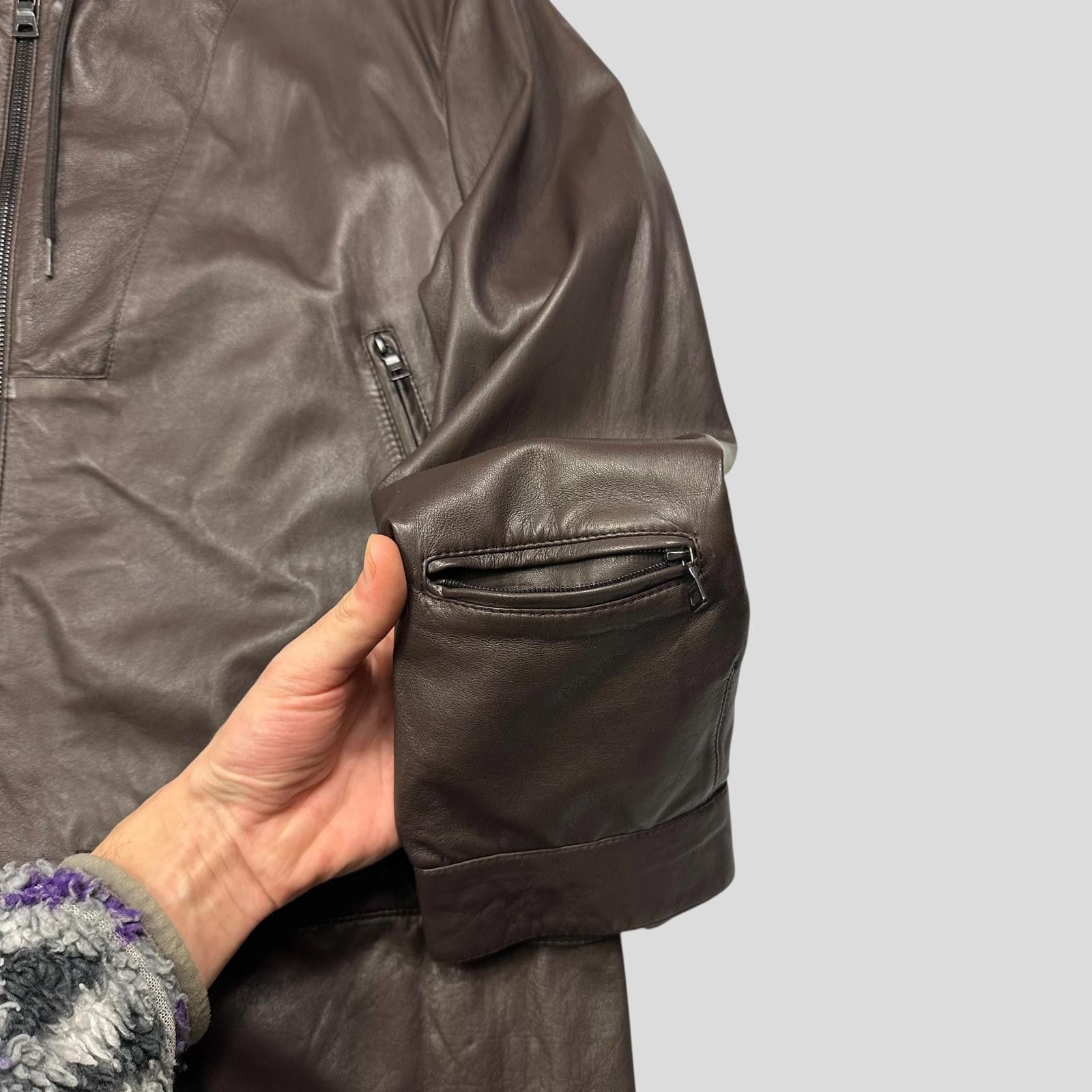 Prada Prada Milano 00’s Nappa Leather Stash Pocket Hooded Jacket L Size US L / EU 52-54 / 3 - 3 Thumbnail
