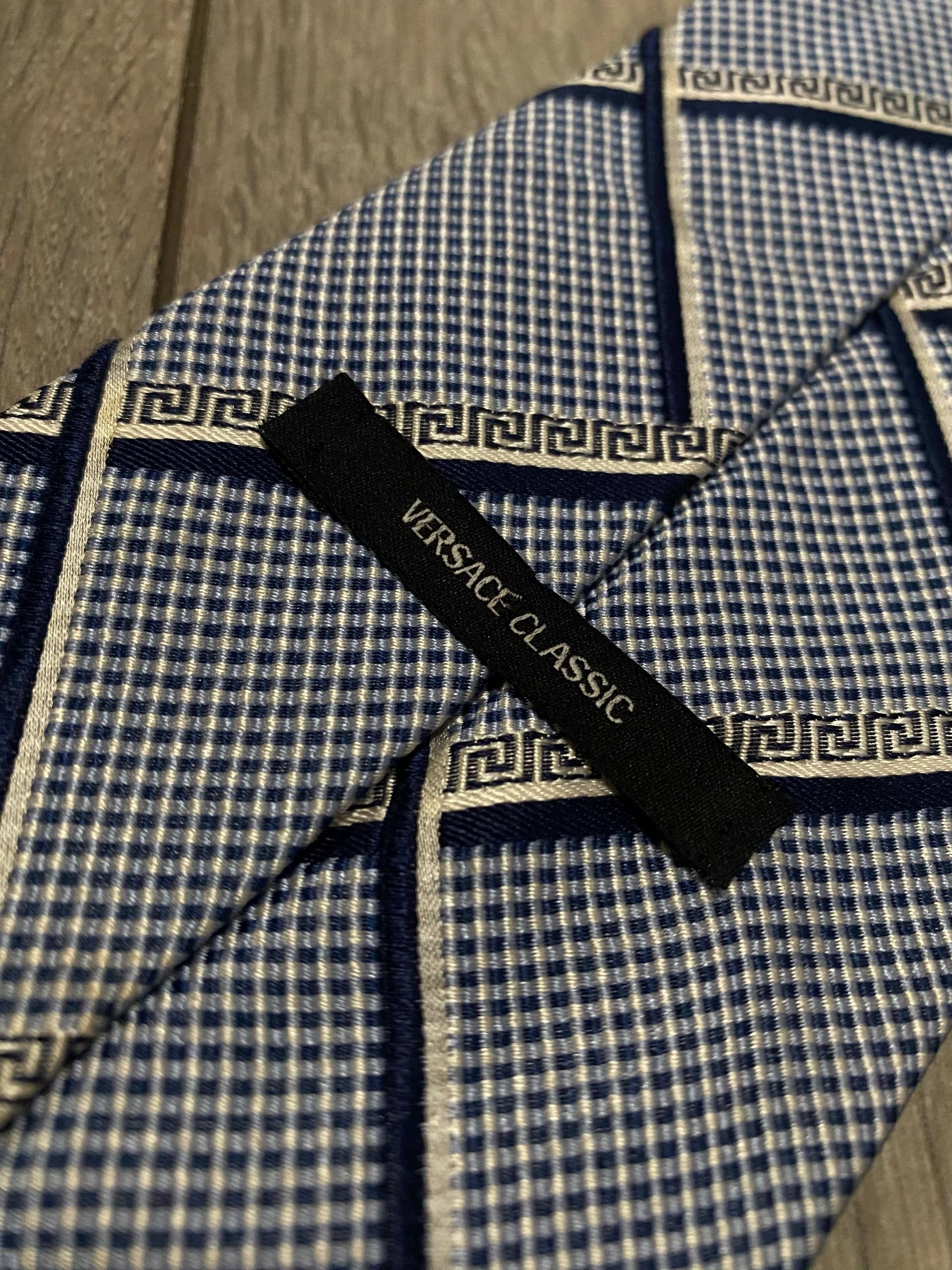 Versace Versace Classic Ties Monogram Rombs Blue 100% Silk Italy Size ONE SIZE - 4 Thumbnail