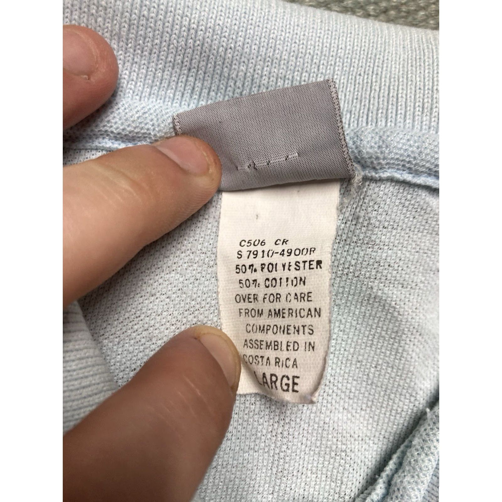 Vintage VINTAGE 90s short sleeve polo shirt paint stained worn light blue adult large Polo Shirt Mens Large 90s Size US L / EU 52-54 / 3 - 6 Thumbnail
