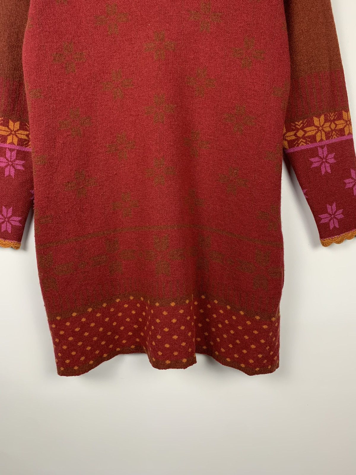 Gudrun Sjoden Gudrun Sjoden Winter Pattern Wool Long Cardigan Sweater Red Size M / US 6-8 / IT 42-44 - 11 Thumbnail