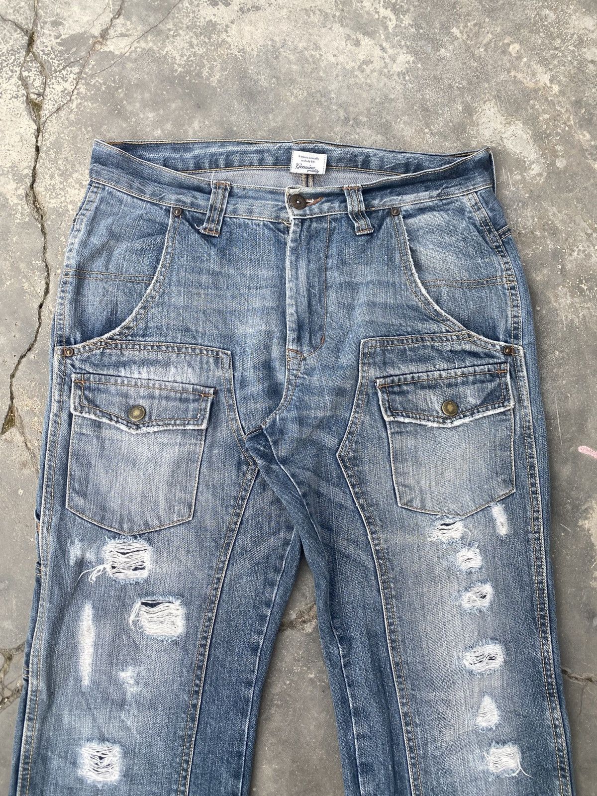 Japanese Brand FREE GATE Distressed Double Knee Jeans Size US 31 - 2 Thumbnail