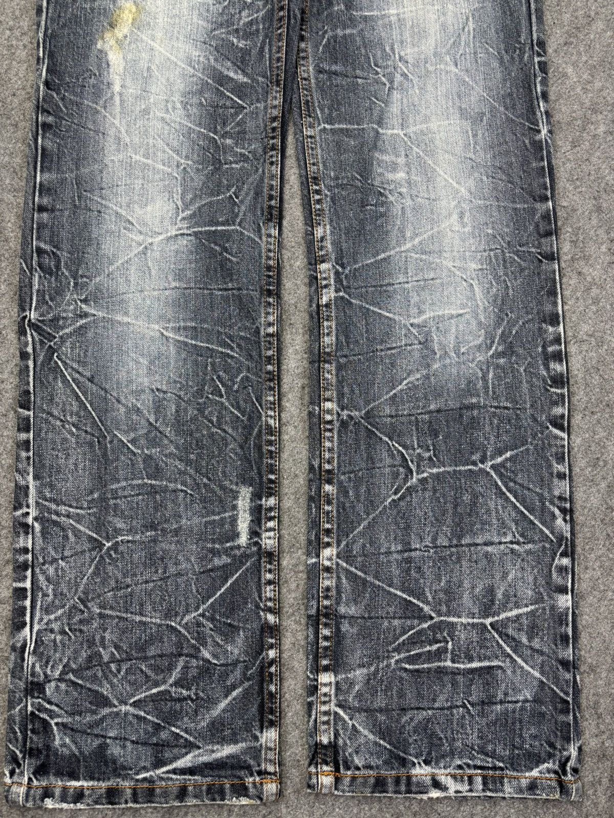 Japanese Brand 🔥DOUBLE WAIST🔥NYLAUS JEANS Thunder Fades Punk Denim F894 Size US 31 - 4 Thumbnail