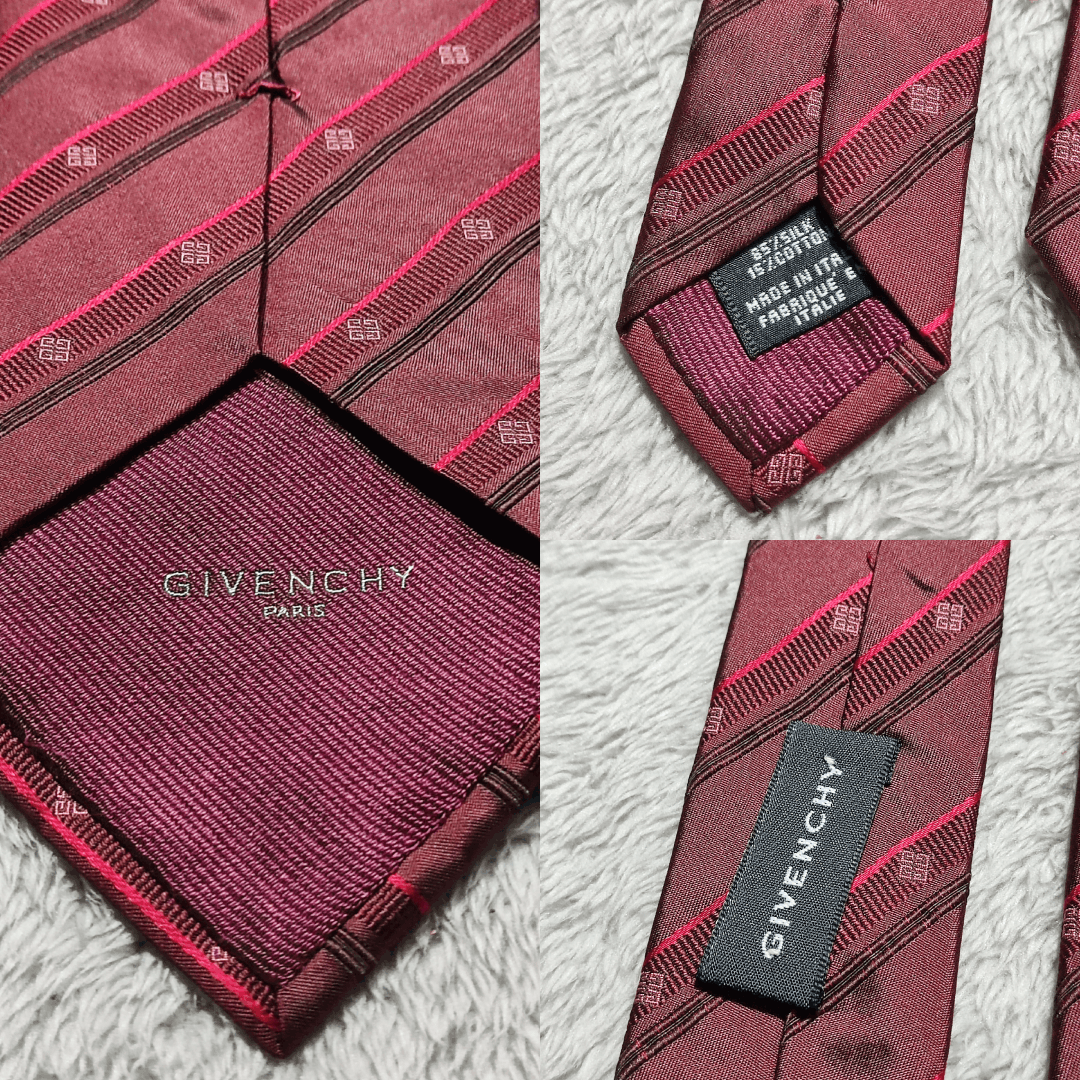 Givenchy Givenchy burgundy silk-cotton classic diagonal stripes 4G Size 30 - 4 Thumbnail