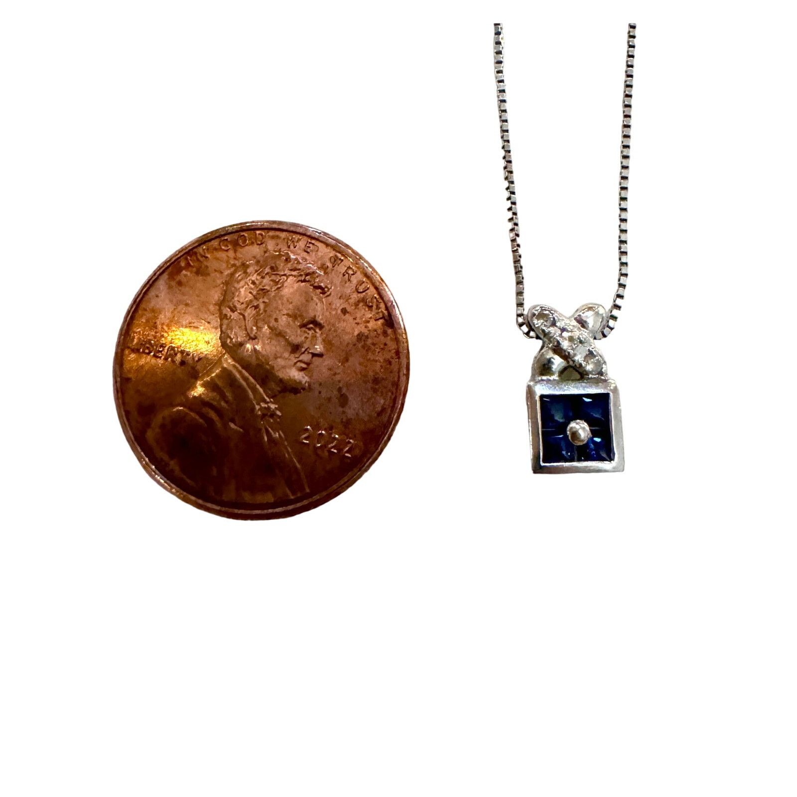 The Unbranded Brand Solid PT850 Platinum Natural Diamond Sapphire Small Necklace Size ONE SIZE - 5 Thumbnail