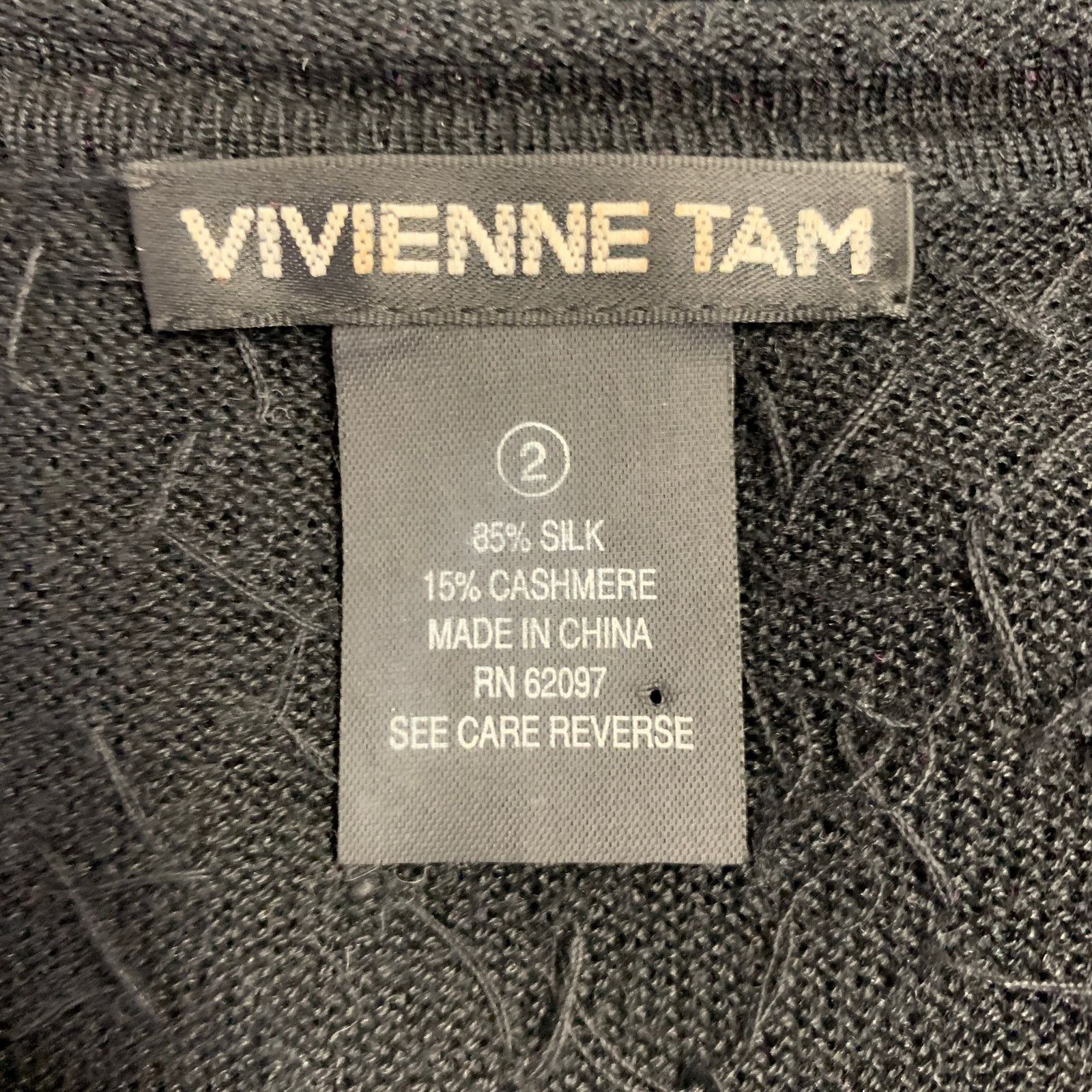 Vivienne Tam 2 Black Silk Cashmere Sequined Crew Neck Pullover Size XS / US 0-2 / IT 36-38 - 5 Thumbnail