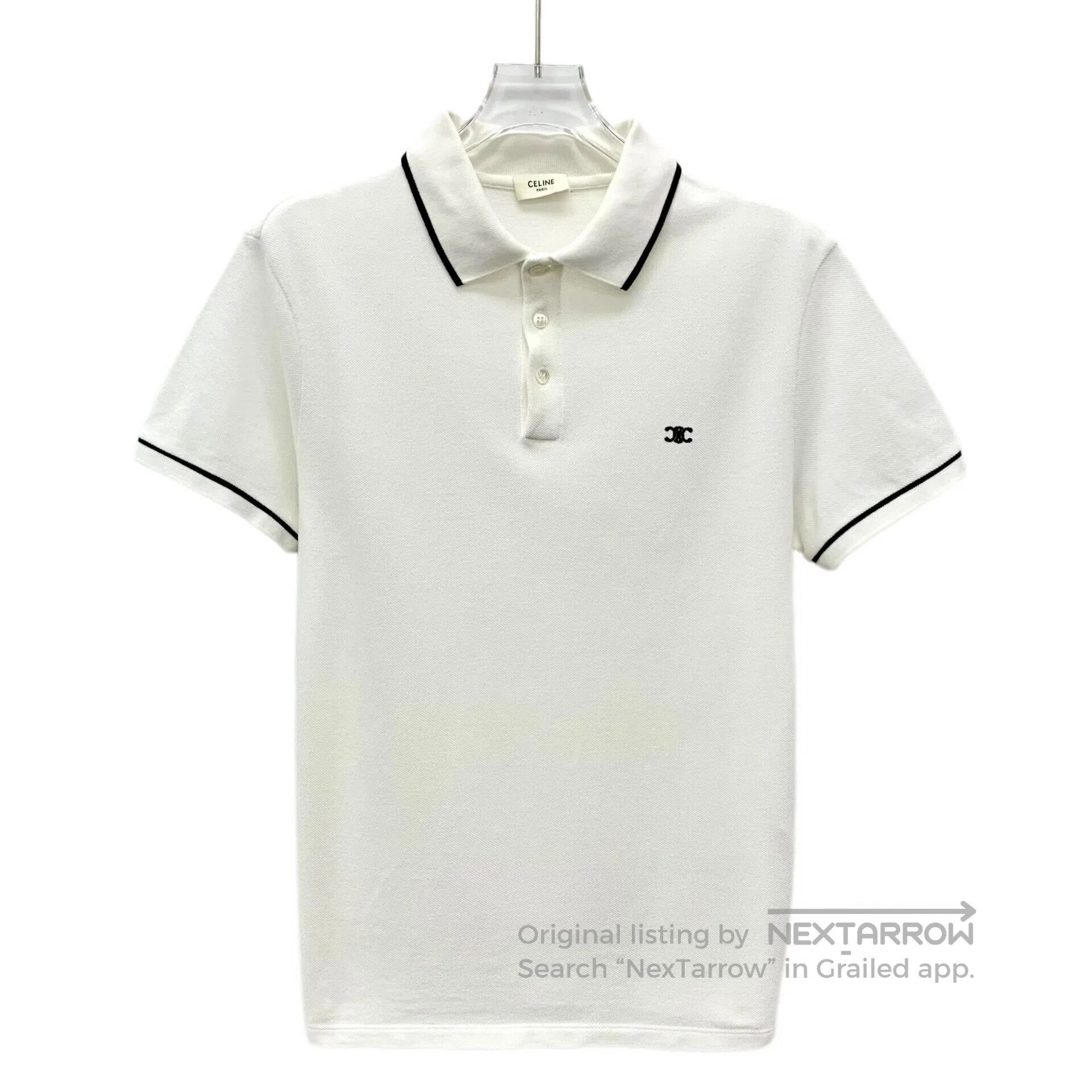 Celine CELINE White Arc de Triomphe Embroidered Cotton Notched La Size US S / EU 44-46 / 1 - 1 Thumbnail