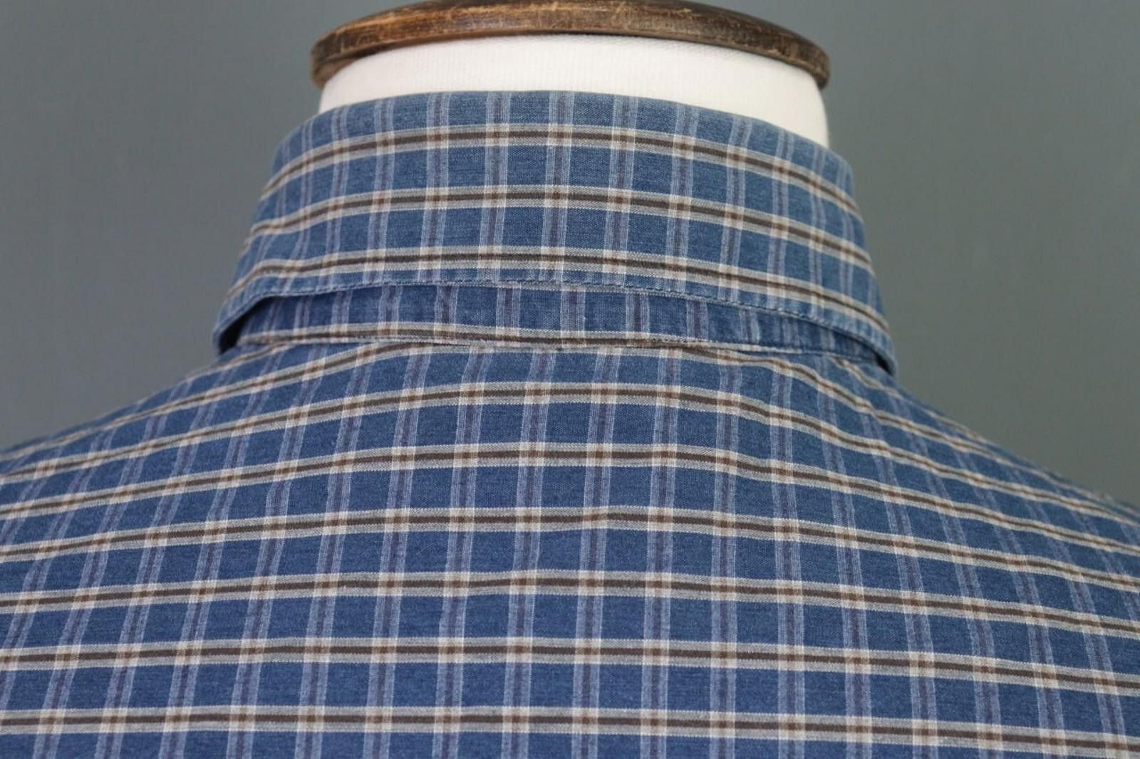 Armani Collezioni Armani Jeans Slim Fit Blue Check Button Down Shirt Size M Size US M / EU 48-50 / 2 - 12 Thumbnail