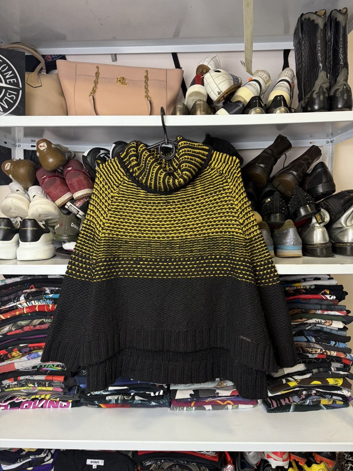 Cop Copine Cop. Copine Black/Yellow Chunky Knit Turtleneck Sweater Size ONE SIZE - 1 Thumbnail