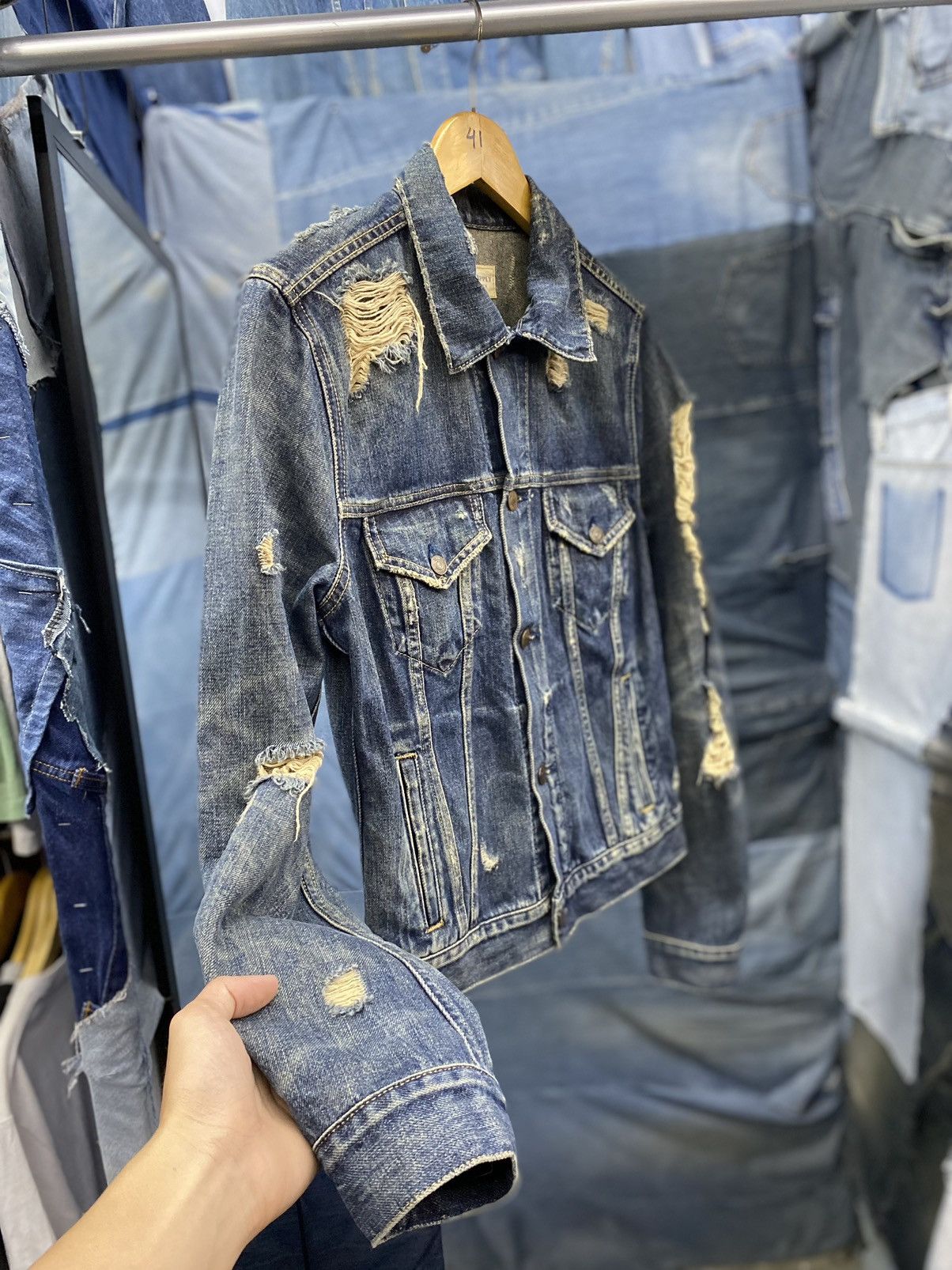 RRL Ralph Lauren Distressed trucker jacket Denim supply RL TYPE3 Size US M / EU 48-50 / 2 - 3 Thumbnail