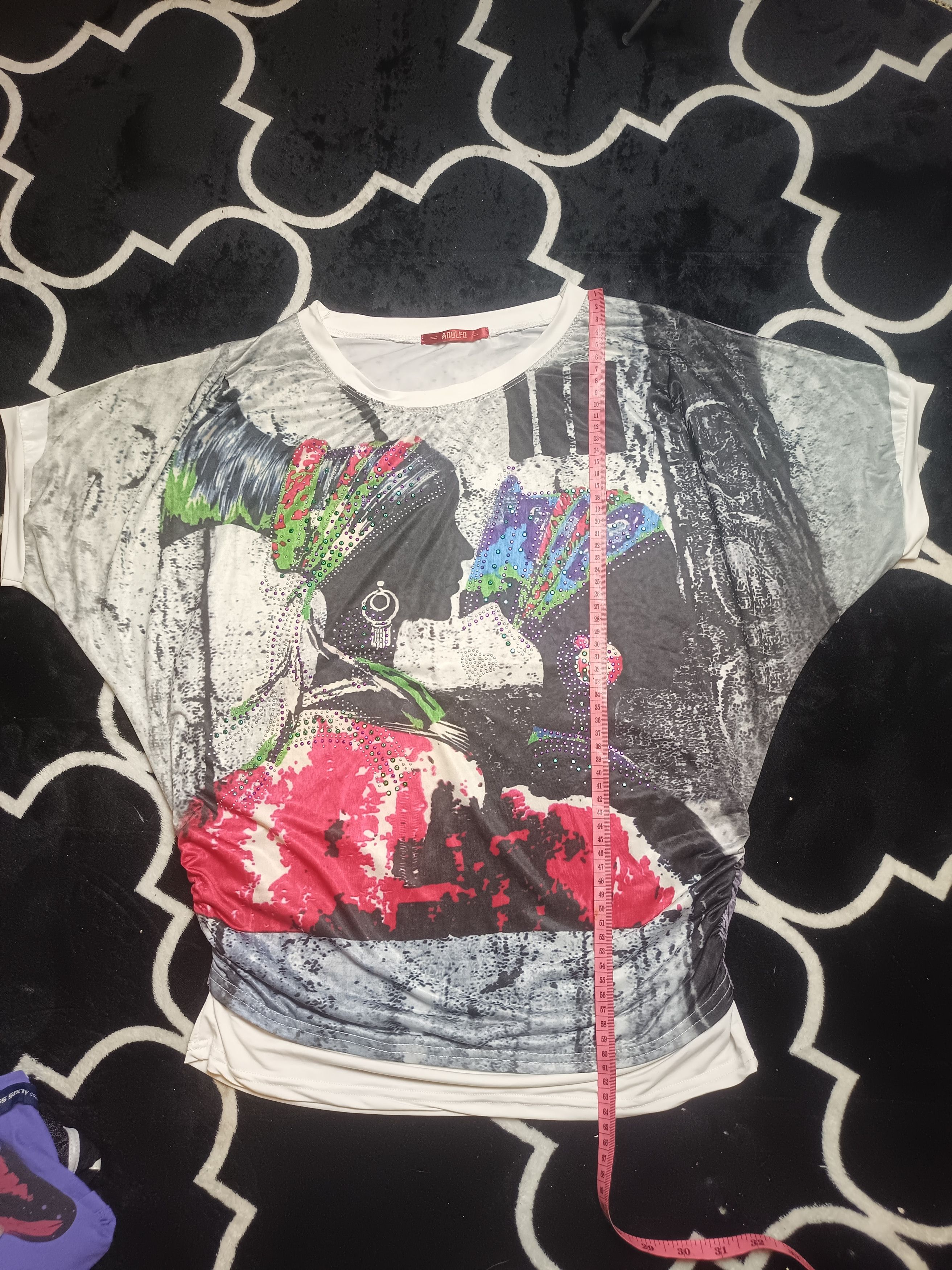 Vintage Adolfo Women's Printed Jersey T-Shirt Size M / US 6-8 / IT 42-44 - 5 Thumbnail
