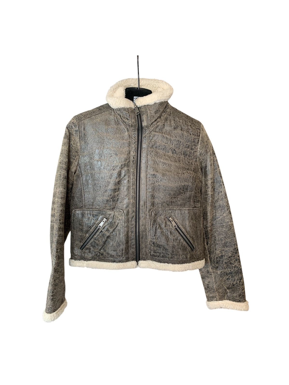 Kenneth Cole Leather Aviator Bomber Jacket Size S / US 4 / IT 40 - 1 Thumbnail