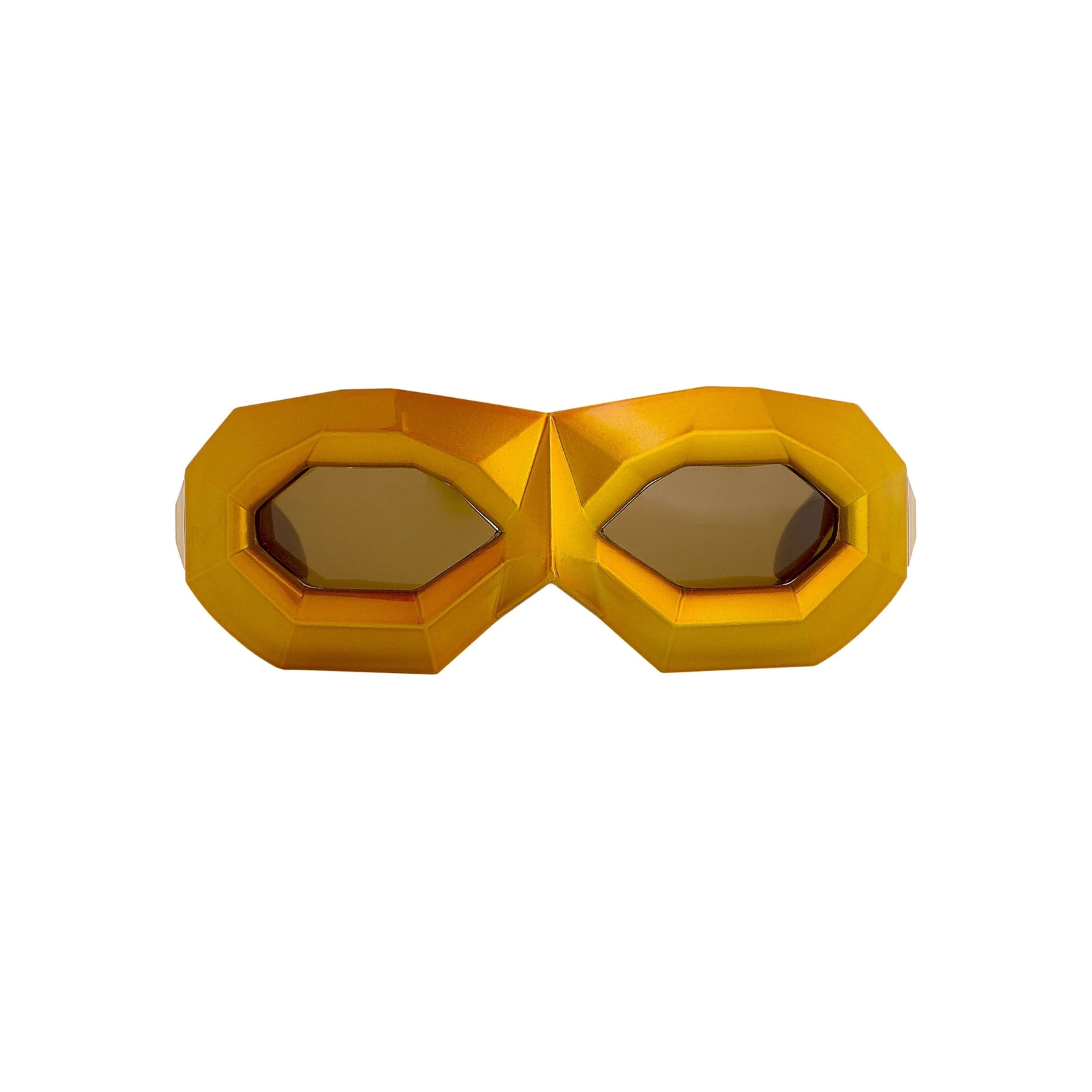 Vintage × Walter Van Beirendonck Walter Van Beirendonck Sunglasses Shiny Gold and Brown Size ONE SIZE - 1 Thumbnail