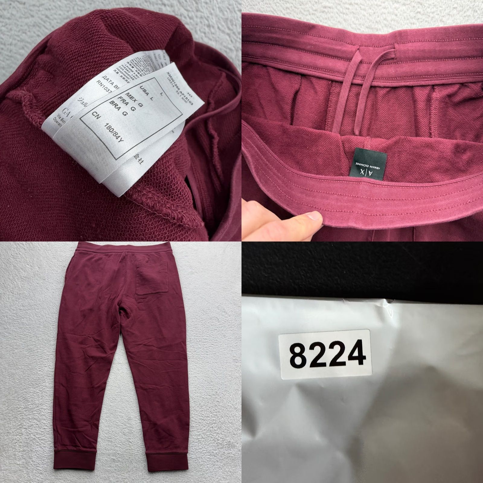 Armani Exchange Armani Exchange Mens Burgundy Logo Joggers Sweatpants XM001266 Size L Size US 33 - 8 Thumbnail