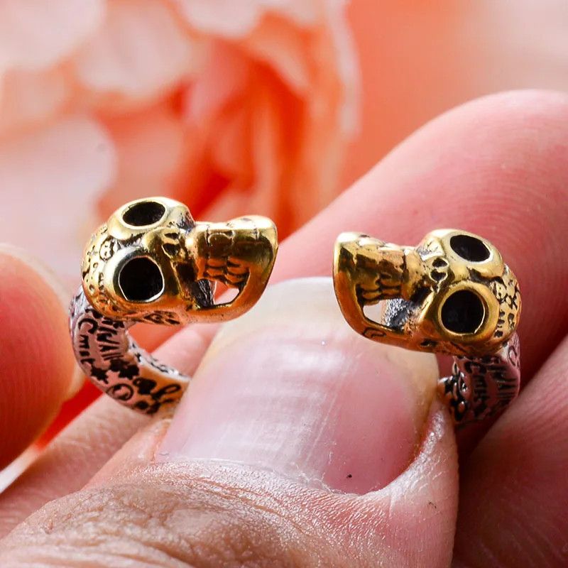 Designer × Jewelry Retro Skull Head Ring Size ONE SIZE - 3 Thumbnail