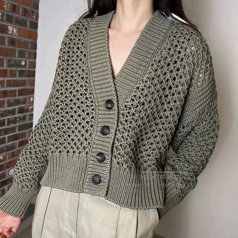 Brunello Cucinelli Brunello Cucinelli Military Green Cotton Knit Cardigan Size M / US 6-8 / IT 42-44 - 6 Thumbnail