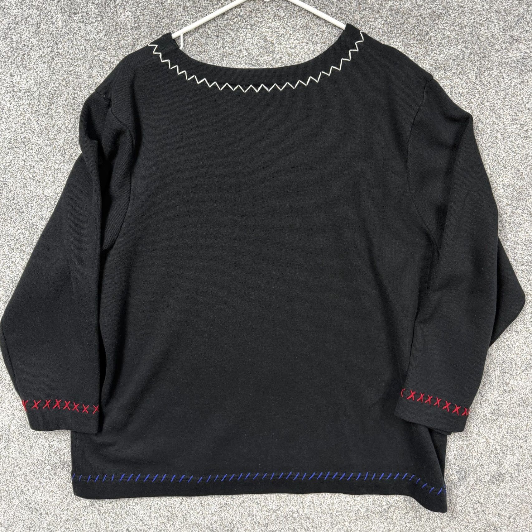 Vintage VINTAGE Onque Woman Top 1X Black Embroidered Santa Christmas Holiday Blouse 3/4 Sleeve Womens Plus Santa Claus Embroidered Size XL / US 12-14 / IT 48-50 - 6 Thumbnail