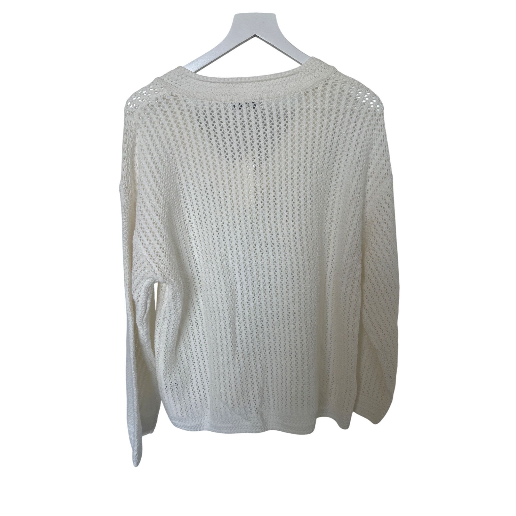 Z Supply Z Supply Kiami White Crochet V-Neck Sweater Size M / US 6-8 / IT 42-44 - 4 Thumbnail