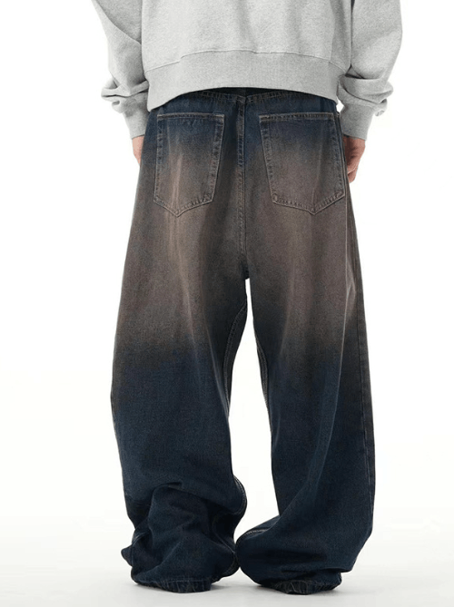 Japanese Brand × Jean Vintage washed distressed gradient wide-leg straight jeans Size US 32 / EU 48 - 4 Thumbnail