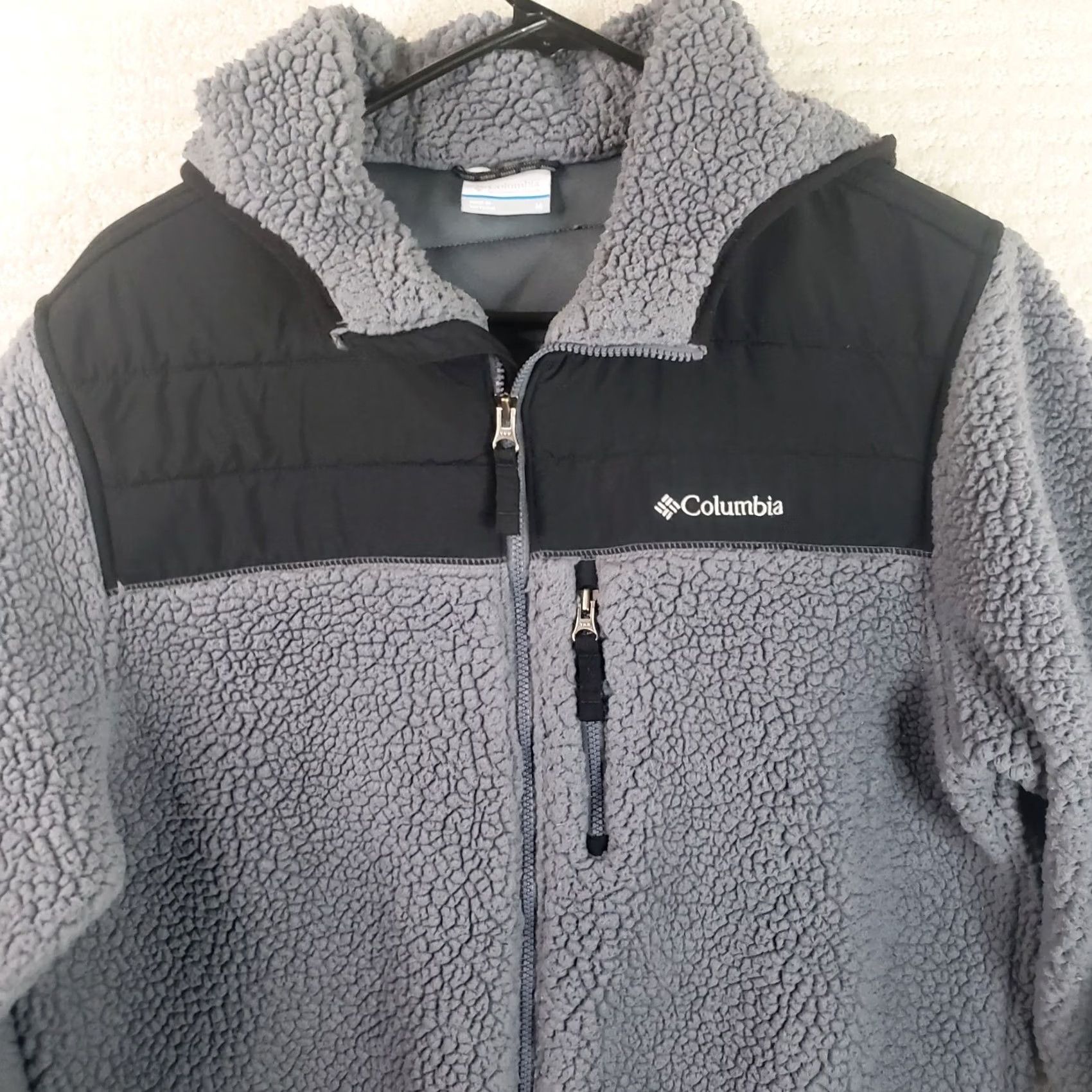 Vintage VINTAGE Columbia Fuzzy Fleece Gray Black Full Zip Hooded Jacket Mens Size Medium Nice! Size US M / EU 48-50 / 2 - 2 Thumbnail