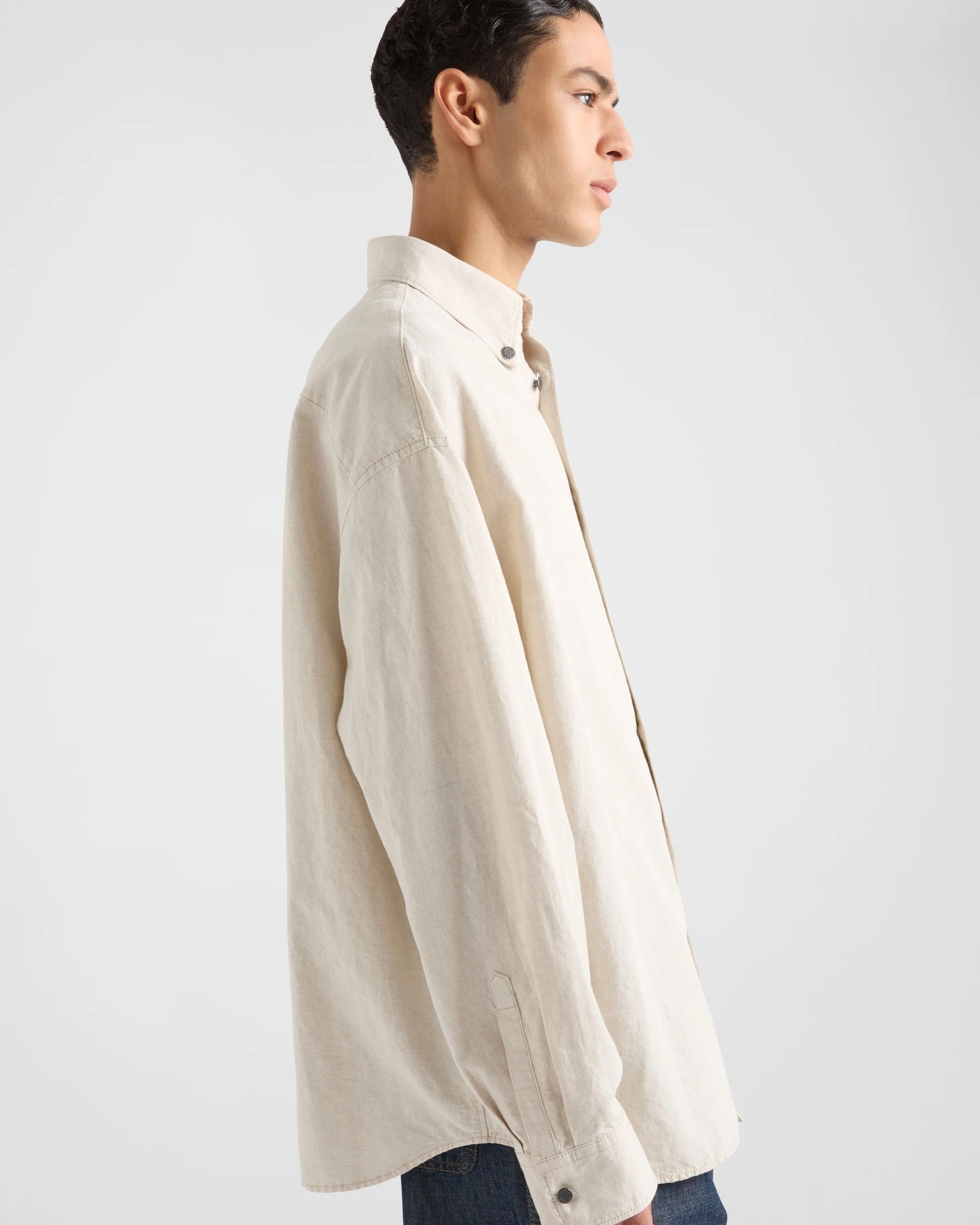 Prada o1w1db10426 Chambray Shirt in Natural Size US XL / EU 56 / 4 - 4 Thumbnail