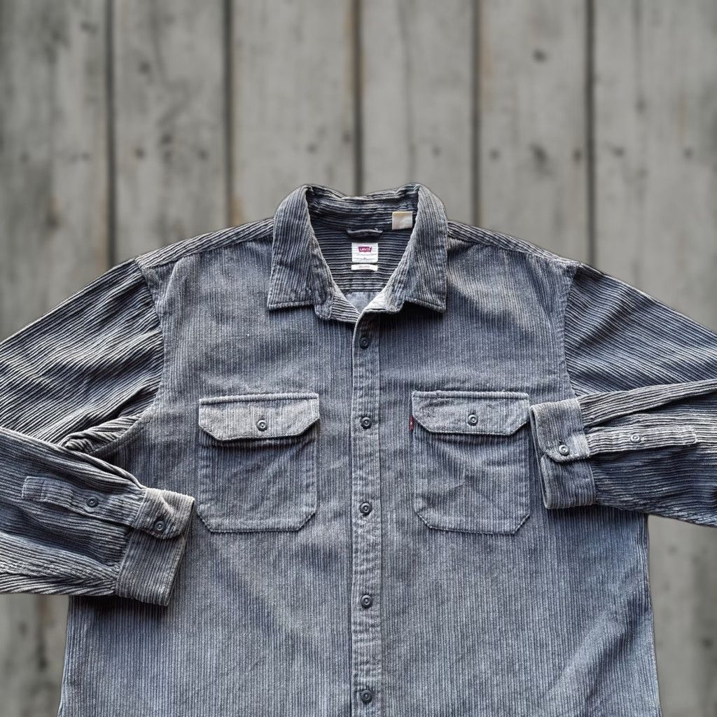Levi's Levi's Shirt Men XL Gray Corduroy Button-Up Western Cowboy Classic Casual Mens Button-Front 60s-90s Influence Size US XL / EU 56 / 4 - 1 Thumbnail