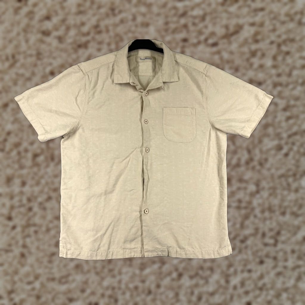 Tommy Bahama Tommy Bahama Shirt Men Large Beige Button-Up Silk Cotton Blend Camp Resort Beach Size US L / EU 52-54 / 3 - 1 Thumbnail