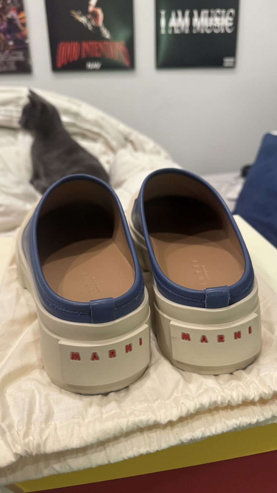 Marni Marni Pablo Leather Shearling Mule (Blue) Size US 9 / EU 42 - 4 Thumbnail