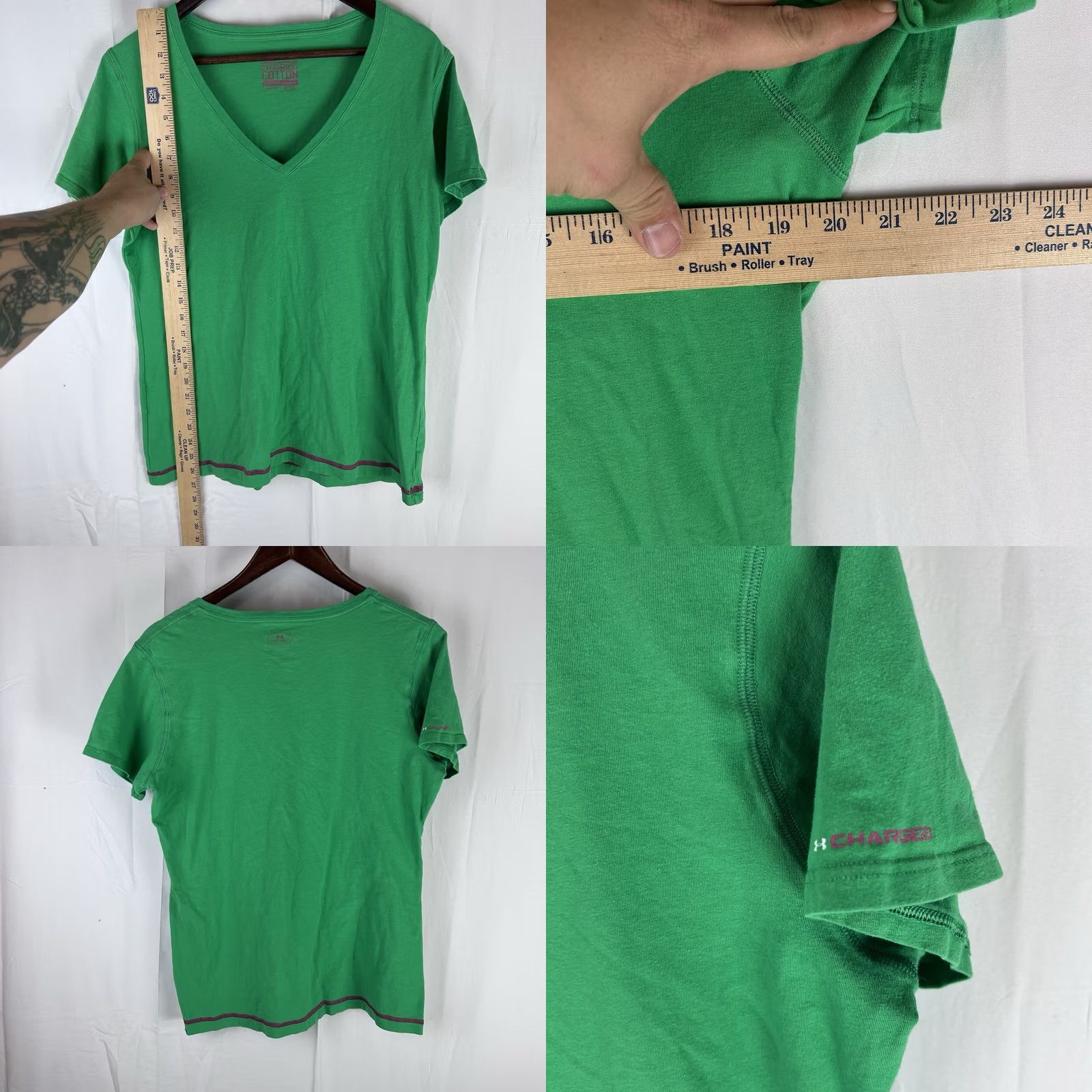 Under Armour Under Armour Shirt Womens Top Large Green Semi Fitted Heat Gear Charged Cotton Shirt Size L / US 10 / IT 46 - 8 Thumbnail