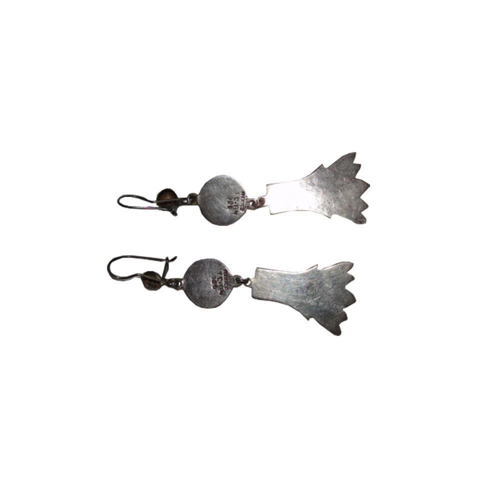 Egyptian Revival Inspired Sterling and Enamel Lotus Earrings