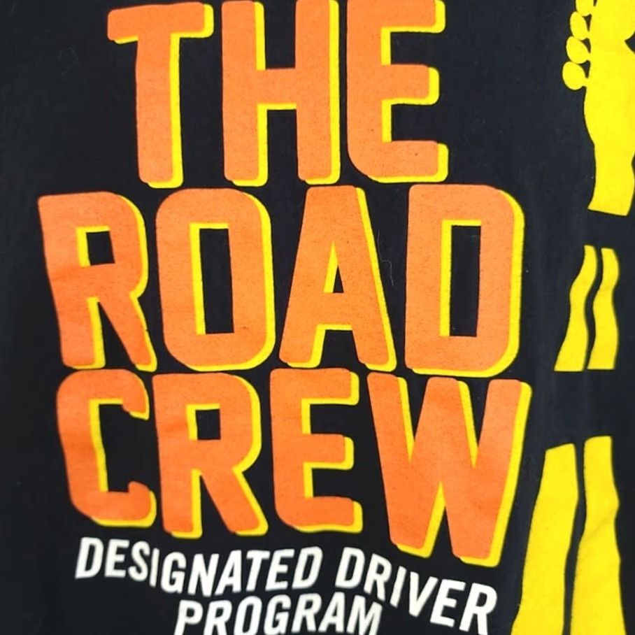 Fruit Of The Loom VINTAGE The Road Crew T Shirt Mens Size Large Black Y2K Designated Driver Roadie Shirt Mens Large Black Rock Music Size US L / EU 52-54 / 3 - 3 Thumbnail