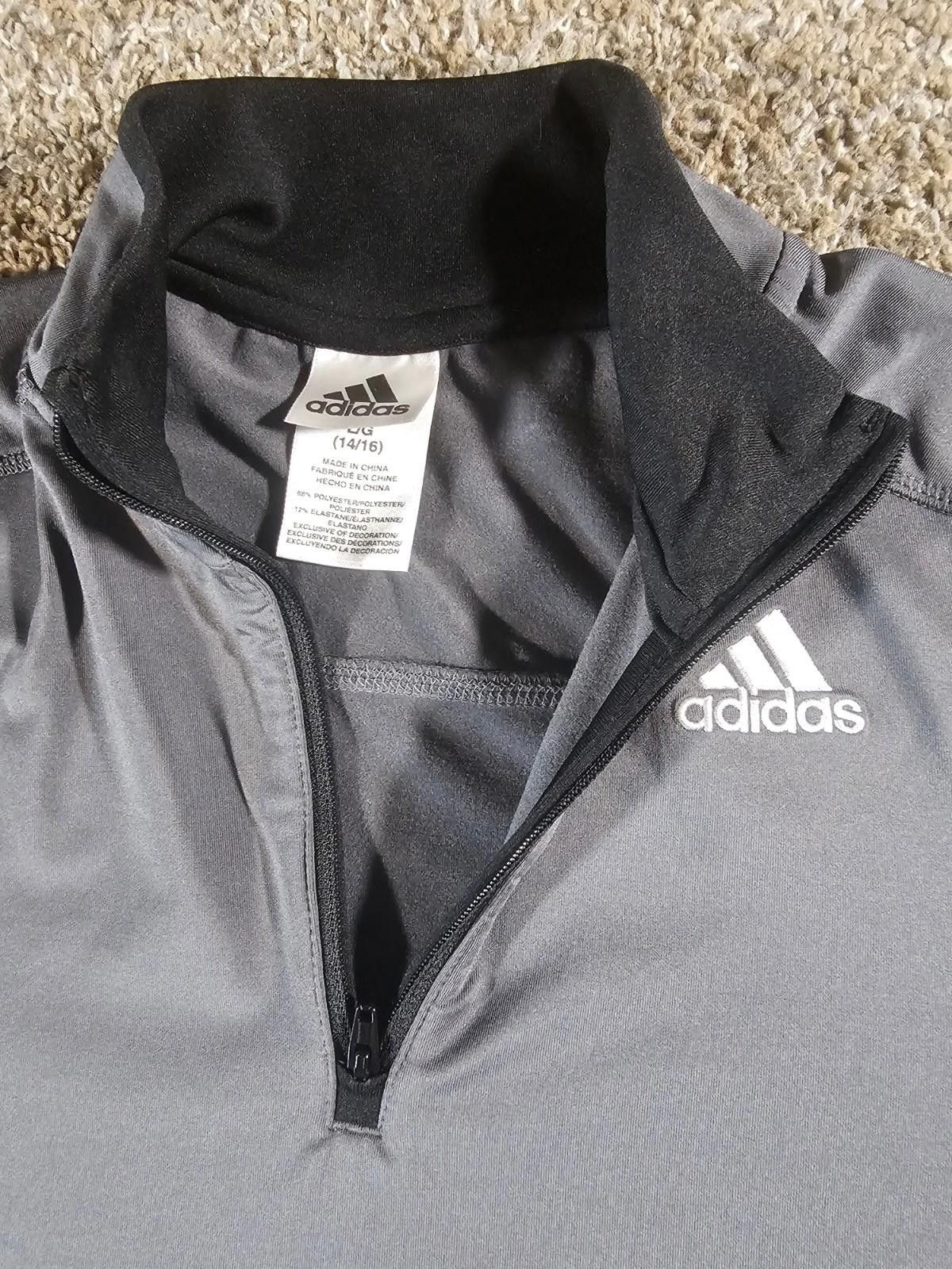 Adidas Adidas L 14/16 Gray 1/4 Zip Pullover Size US L / EU 52-54 / 3 - 2 Thumbnail