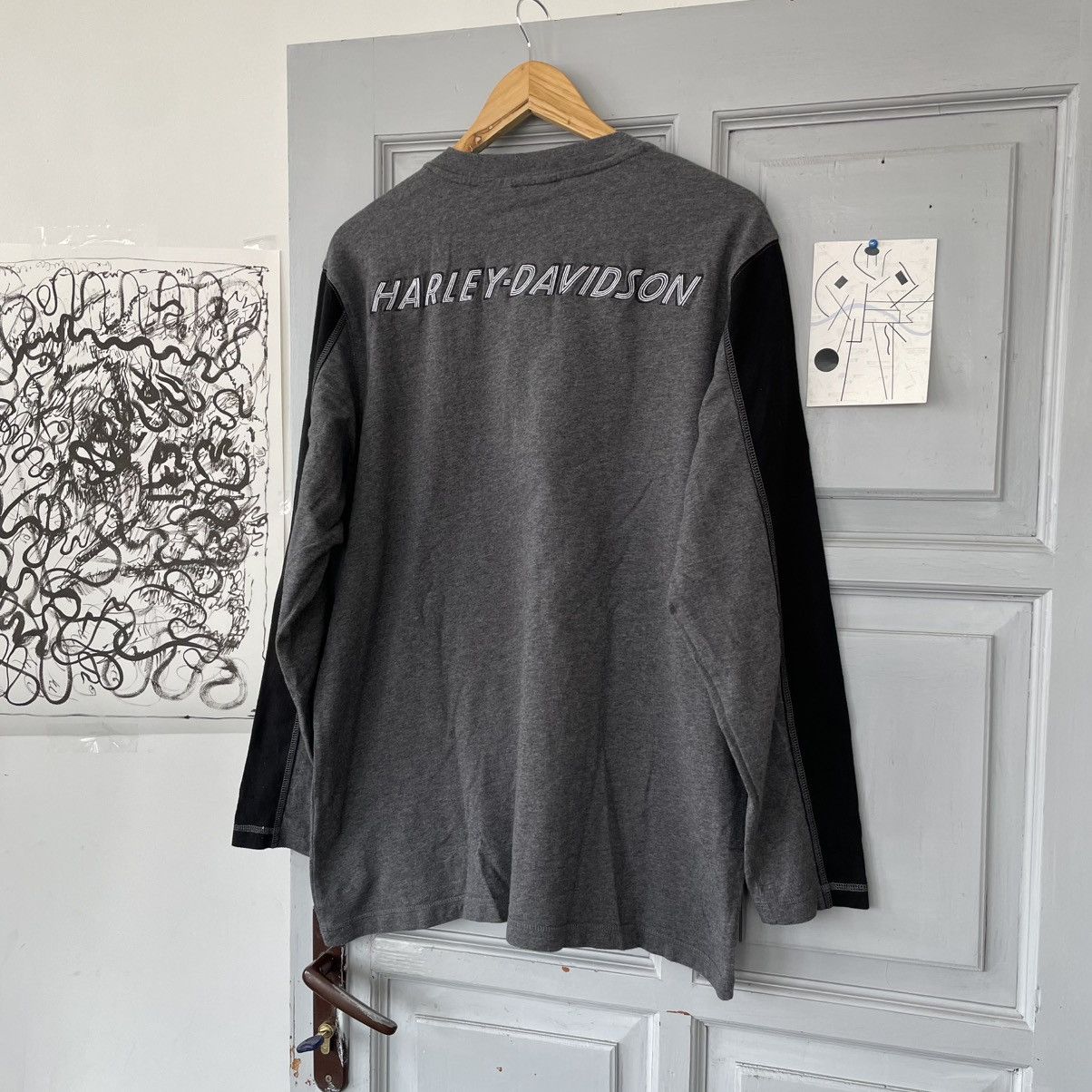 Harley Davidson × Vintage Vintage 00’s Harley Davidson Grey Long Sleeve Size US L / EU 52-54 / 3 - 4 Thumbnail