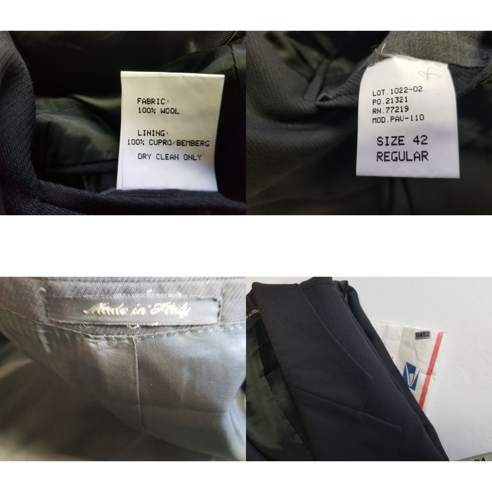 Vintage Pavone Blazer Single-Breasted Wool Black 42R Men's Jacket 2 Piece Notch Lapel Dry Clean Only 100% Wool Made in Italy Size 42R - 9 Thumbnail