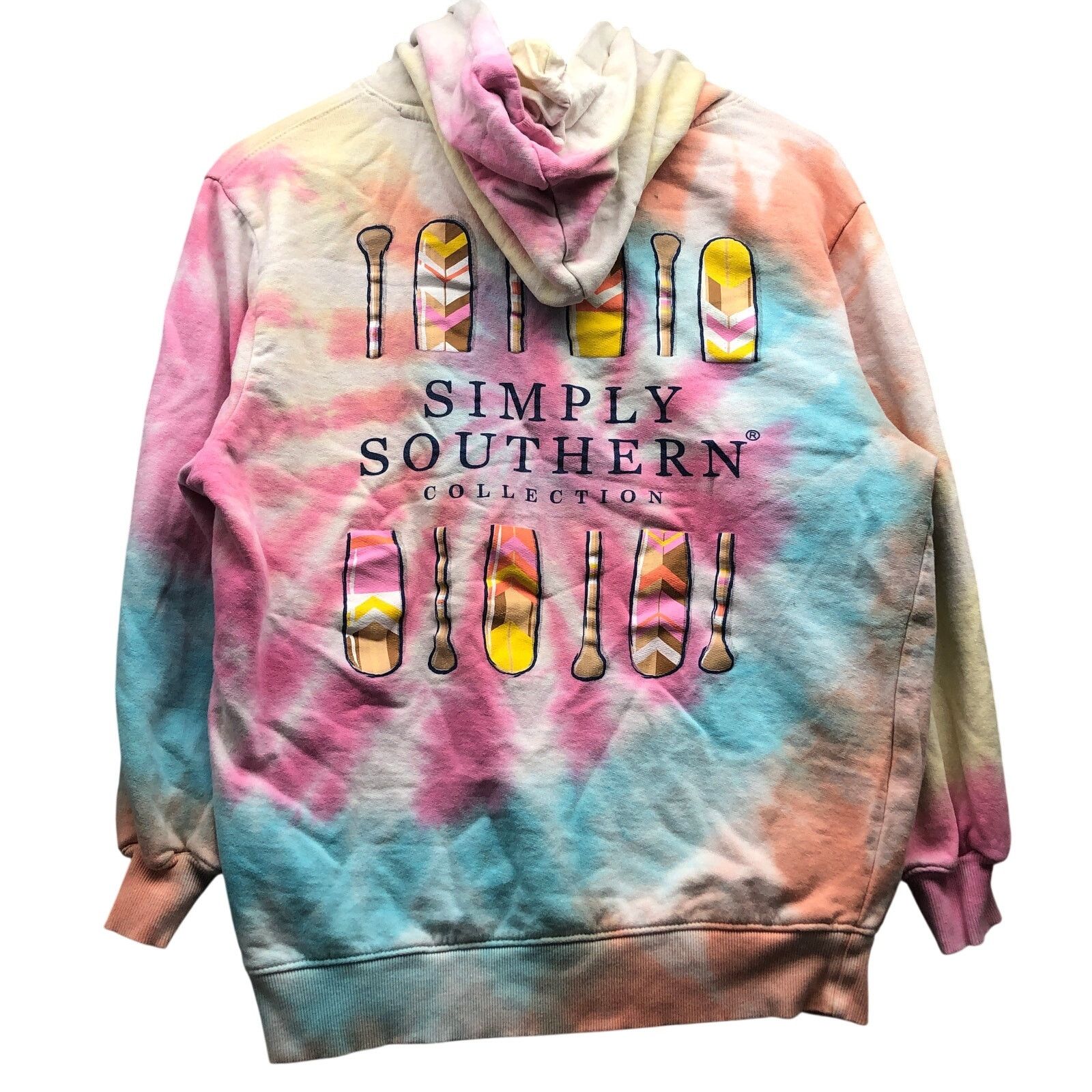 Other Simply Southern Hoodie Women Small Graphic Tie Dye Blue Pink Size S / US 4 / IT 40 - 1 Thumbnail