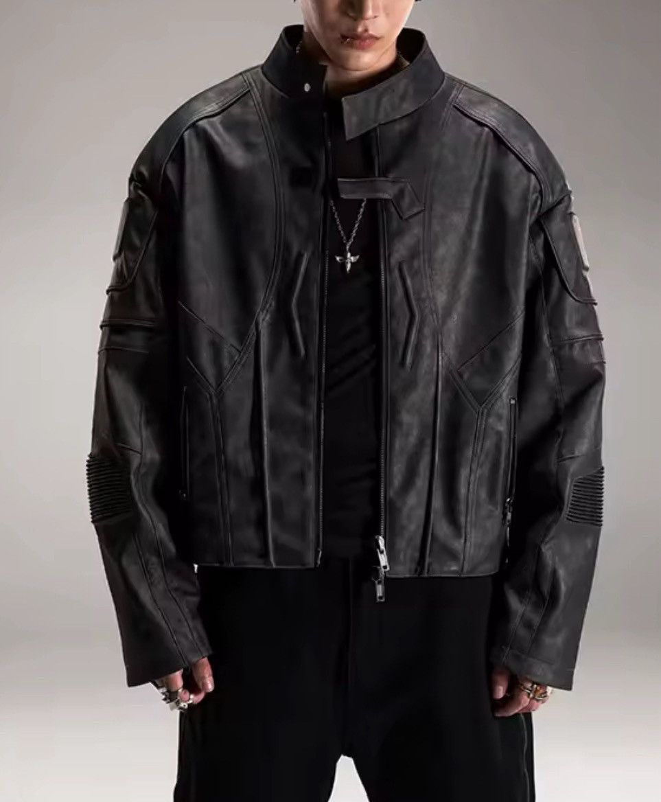 Leather Distressed Black Faux Leather Racer Jacket Size US M / EU 48-50 / 2 - 1 Thumbnail