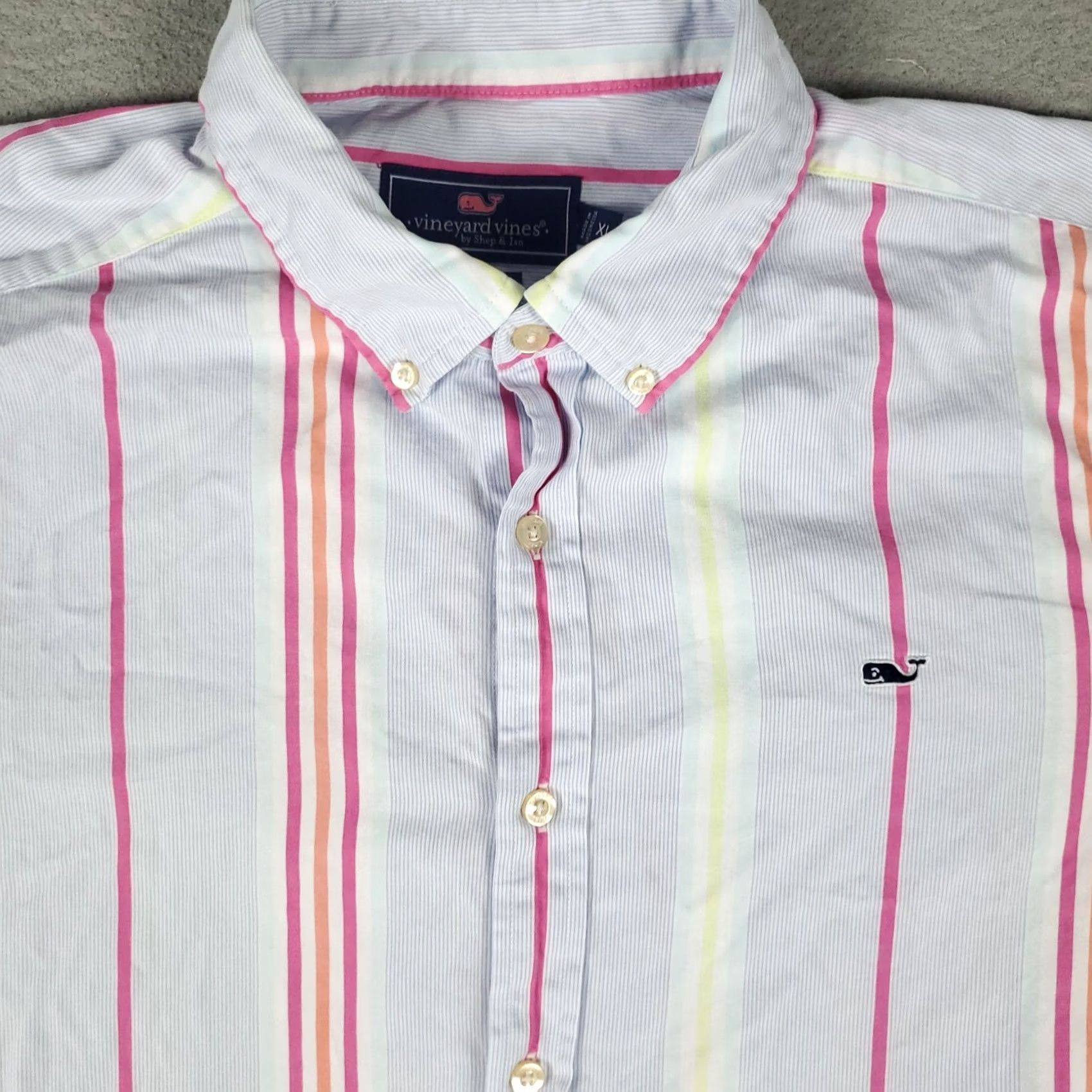 Vineyard Vines Vineyard Vines Shirt Mens XL Blue Striped Button-Up Short Sleeve Casual Modern Preppy Men Size US XL / EU 56 / 4 - 2 Thumbnail