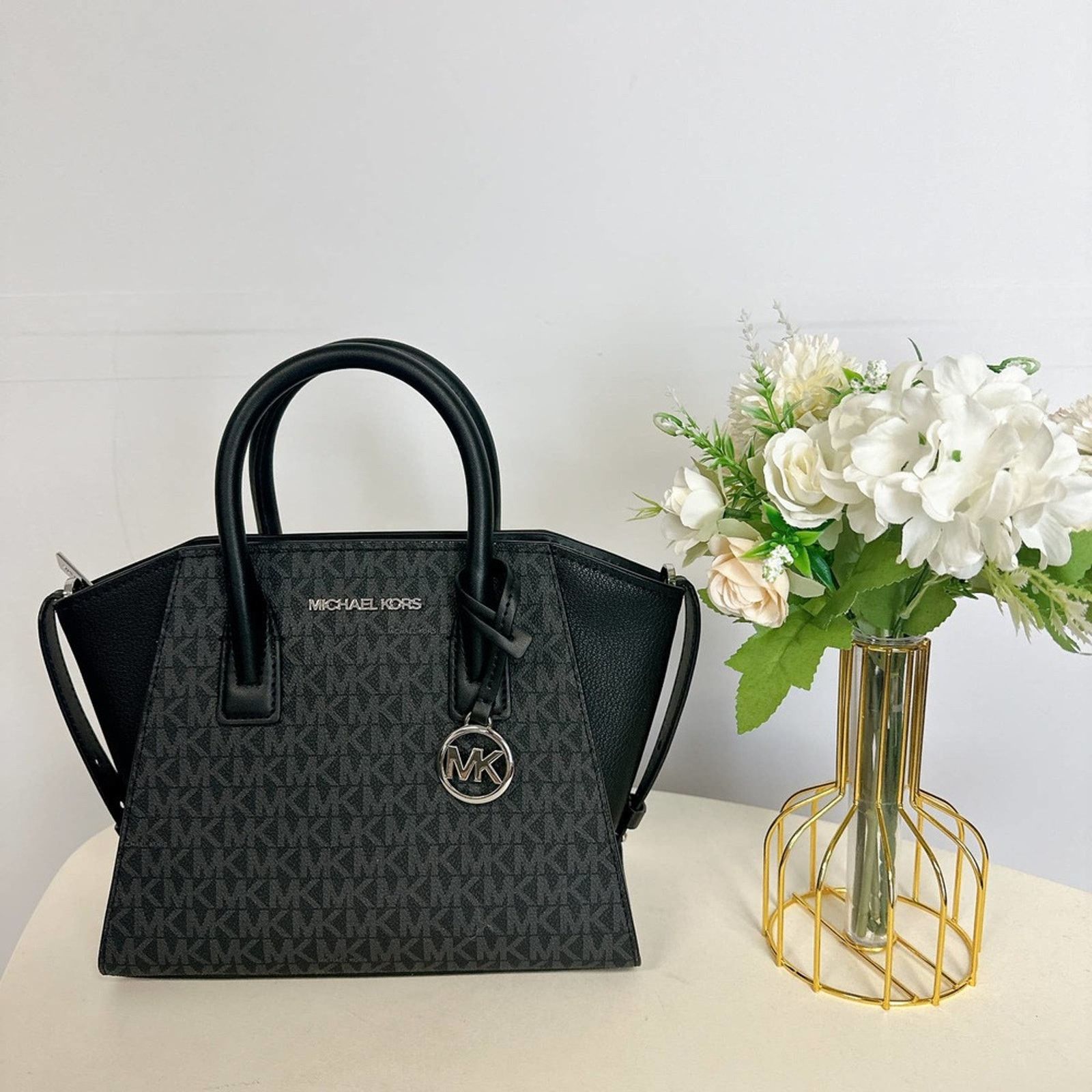 Michael Kors MICHAEL KORS 35F1S4VM2B AVRIL SM LOGO TOP-ZIP SATCHEL BLACK Size ONE SIZE - 1 Thumbnail