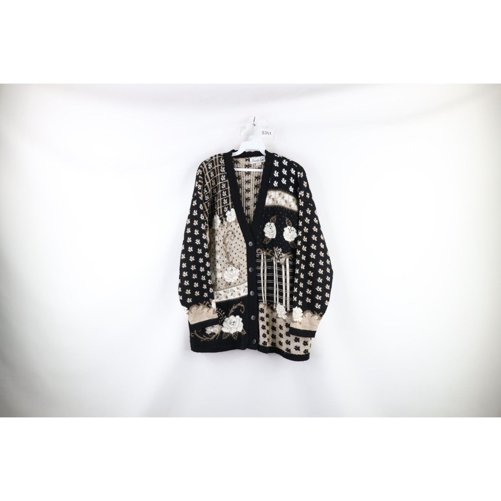 Image of Vintage 90's Streetwear Flower Knit Cardigan Sweater, Women's (Size Small)