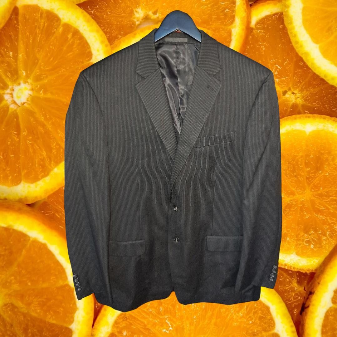 Chaps Chaps Blazer Black Pinstripe Polyester/Rayon Size 44L Size 44R - 1 Thumbnail